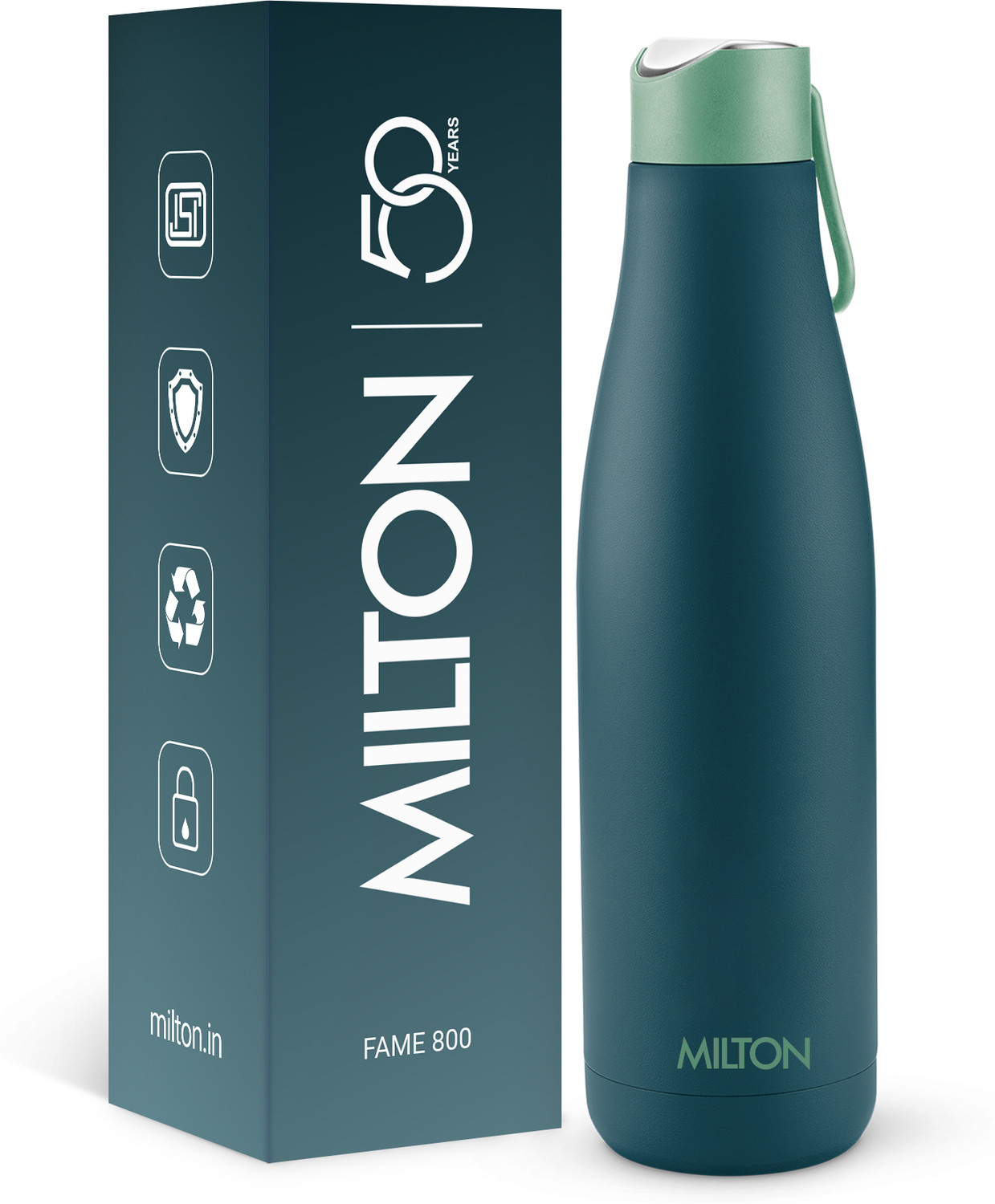 Image of MILTON Fame 600 bottle Teal blue 500 ml Steel Bottle (Pack of 1, Light Blue)