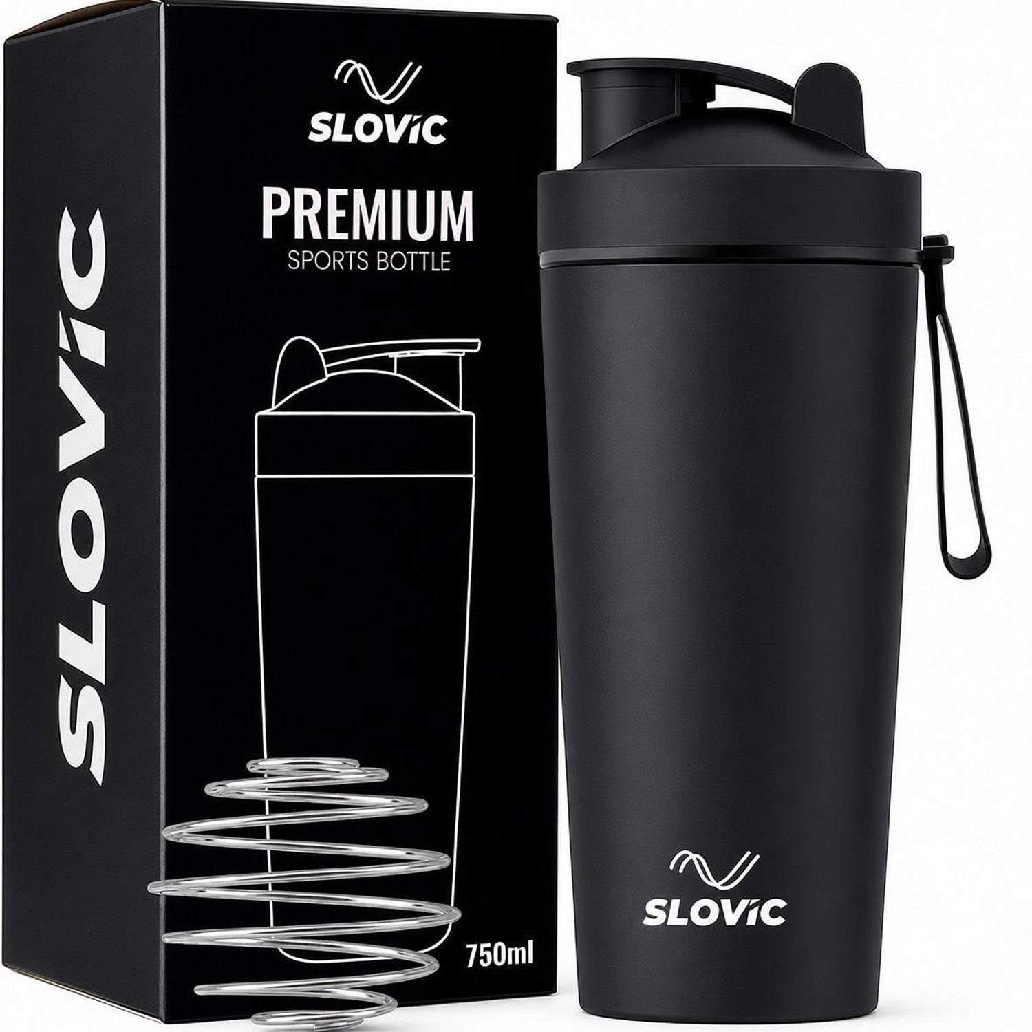 SLOVIC Double Wall Insulated Water Bottle | Hot & Cold Water Bottle 750 ml Stainless Steel Shaker (Pack of 1, Black) - Image 1