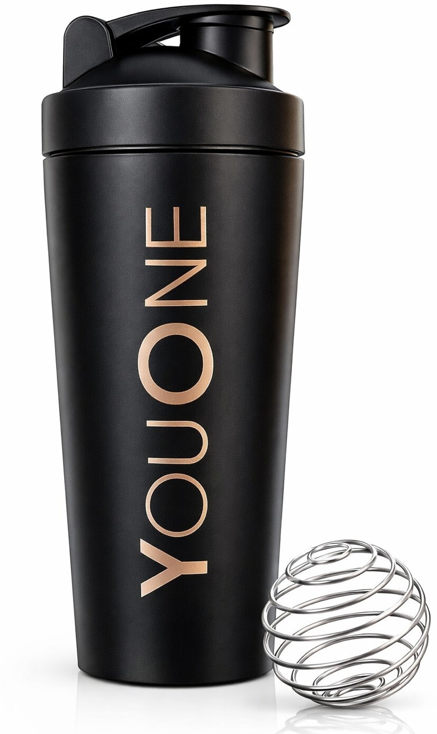 Image of MozFit Black Protein Shaker Bottle with Detachable Storage for Powder Leak-Proof Design 750 ml Stainless Steel Shaker (Pack of 1, Black)