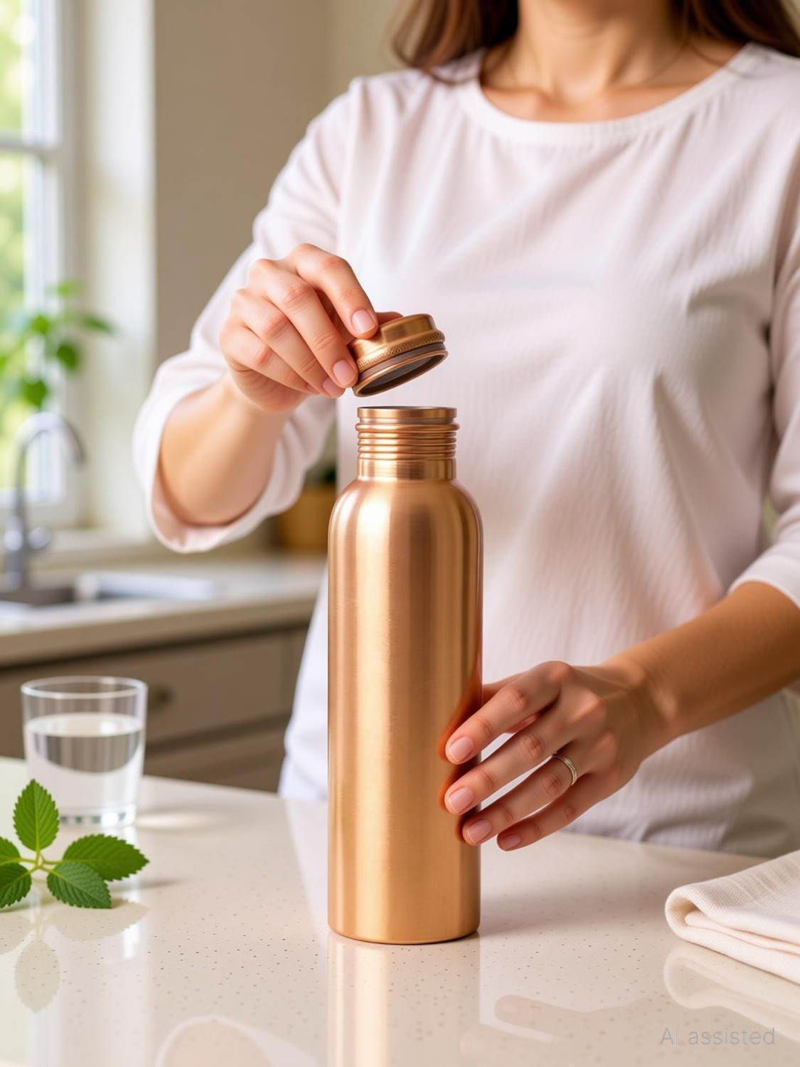Image of GOLDEN VALLEY Pure Copper Water Bottle No Joint, 100% 950 ML Set of 6 950 ml Copper Bottle (Pack of 6, Copper)