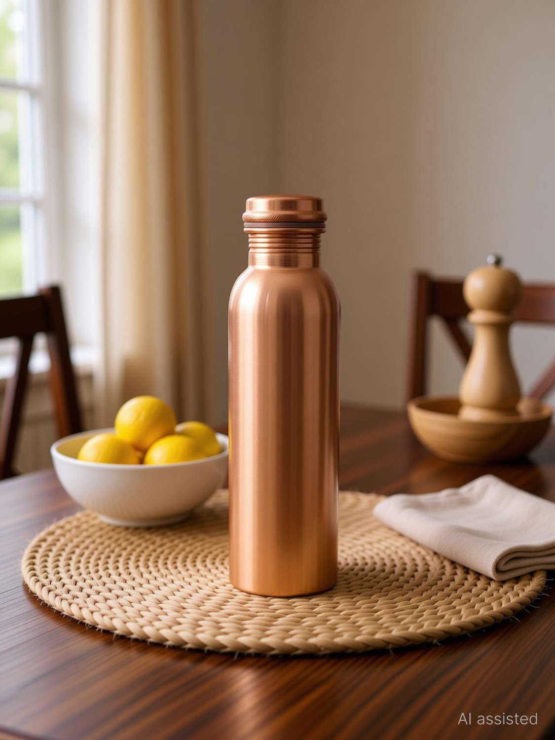 Image of GOLDEN VALLEY Pure Copper Water Bottle No Joint, 100% 950 ML Set of 6 950 ml Copper Bottle (Pack of 6, Copper)