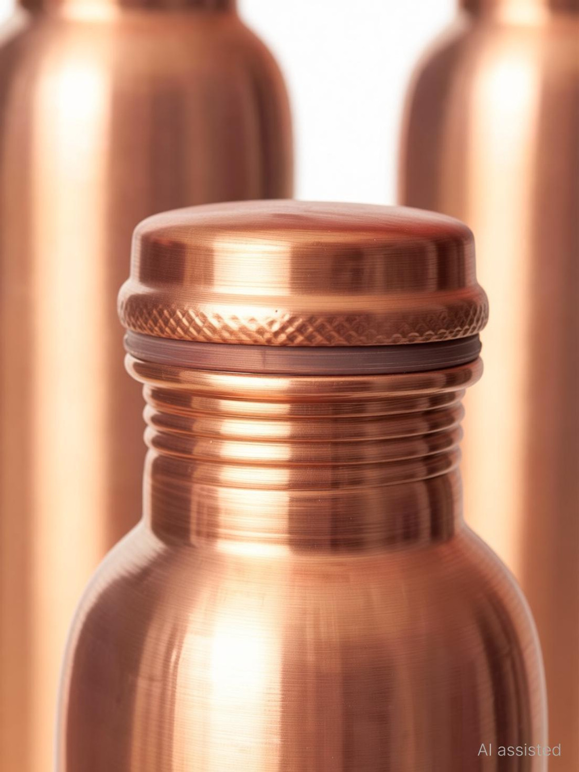 Image of GOLDEN VALLEY Pure Copper Water Bottle No Joint, 100% 950 ML Set of 6 950 ml Copper Bottle (Pack of 6, Copper)