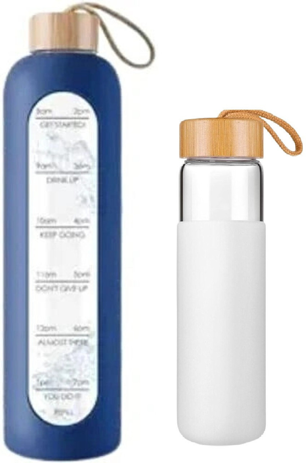Image of drb Glass Water Bottle 1 Ltr with Protective Silicone cover 1000 ml (Black)