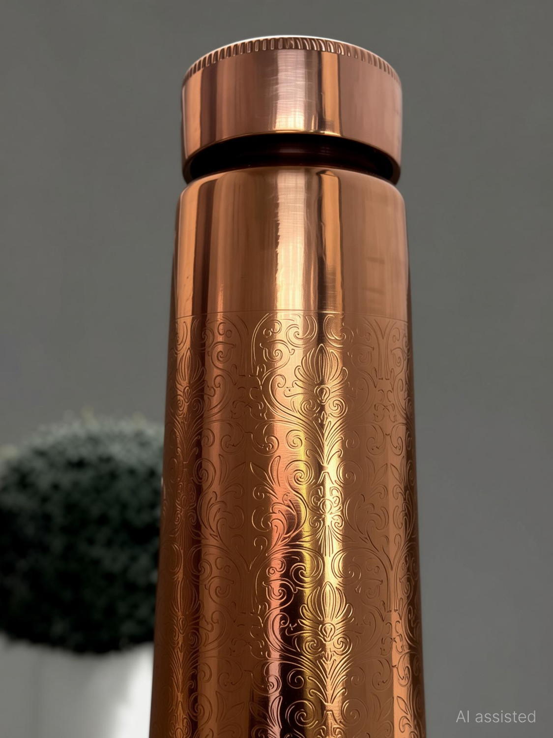 Image of THE ROYAL TEAK Antique plain copper bottle 950 ml Copper Bottle (Pack of 1, Copper)