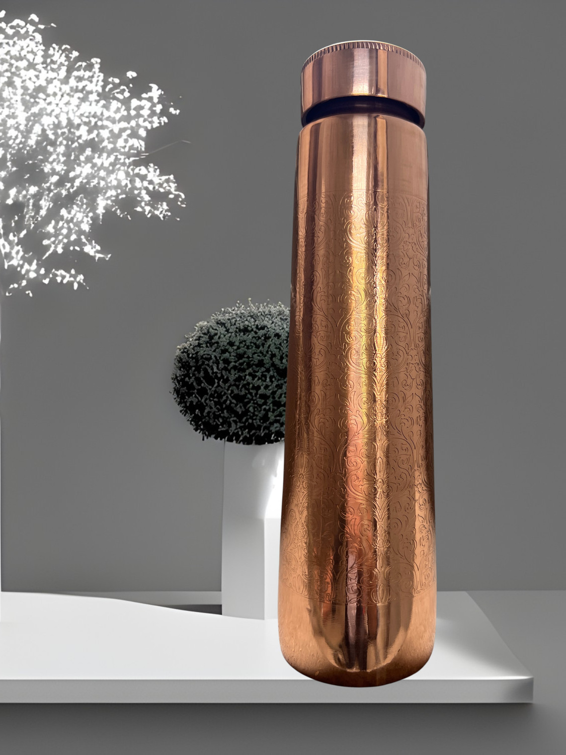 Image of THE ROYAL TEAK Antique plain copper bottle 950 ml Copper Bottle (Pack of 1, Copper)