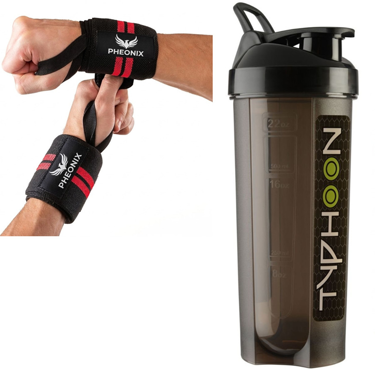 Image of Pheonix Fitness Combo Gym Typhoon Bottle With Wrist Band Support Gym & Sports Kit 700 ml Plastic Shaker (Pack of 2, Multicolor)