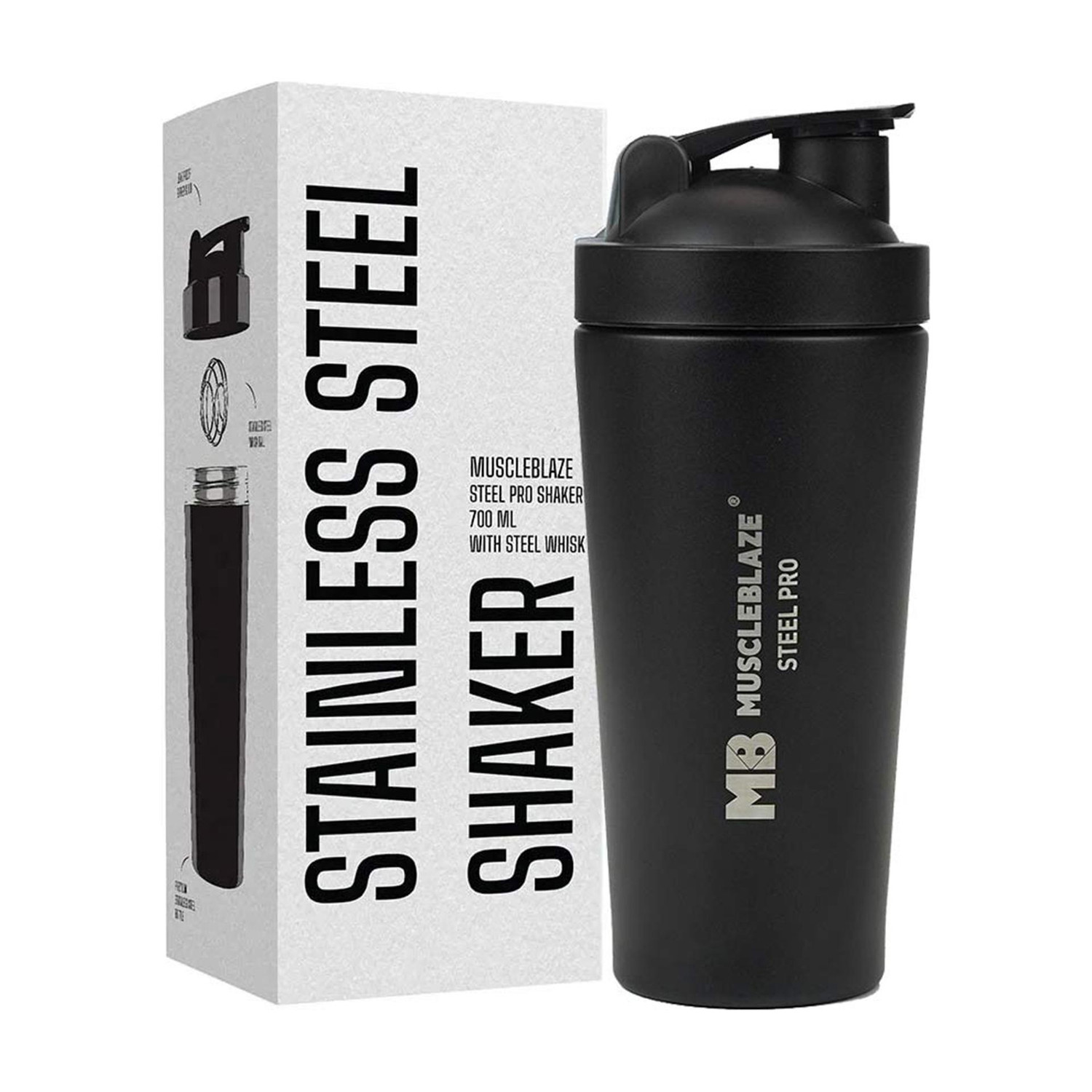 Image of MUSCLEBLAZE Protein Shaker Bottle, BPA-Free Sipper Bottle, Yellow & Black 750 ml Plastic Shaker (Pack of 1, Yellow)