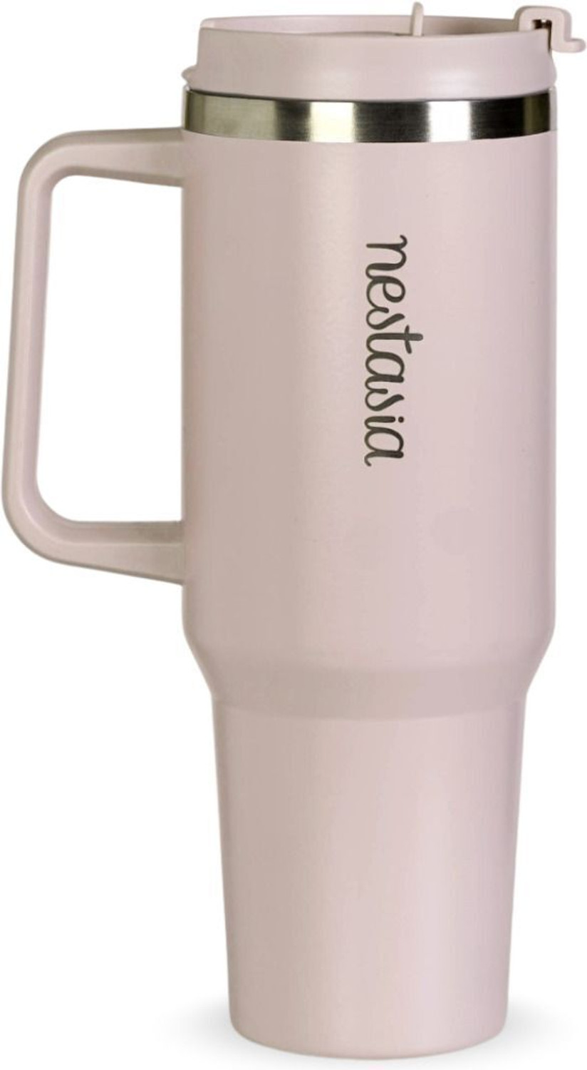 Image of MYOZ Stainless Steel Vacuum Double Insulated Tumbler with Lid, Handle & Straw 1200 ml Stainless Steel Bottle (Pack of 1, Pink)