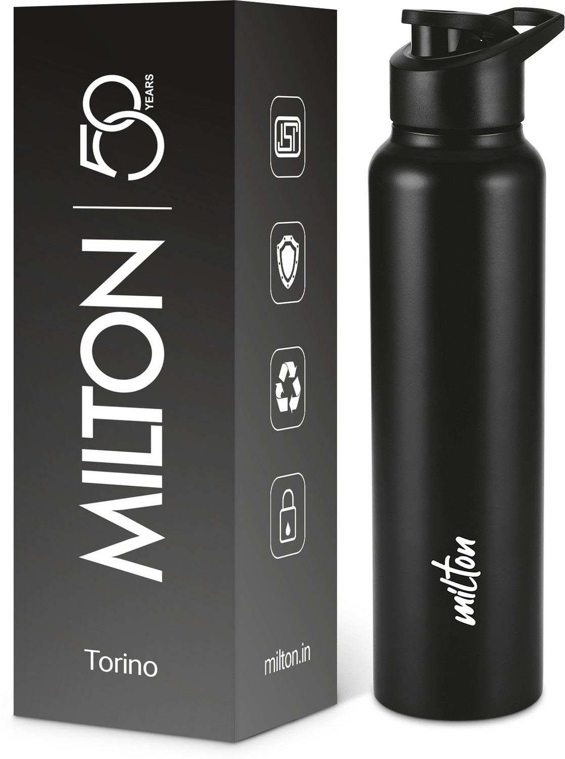 MILTON Torino 1000 980ml Stainless Steel Bottle Black - Image 1