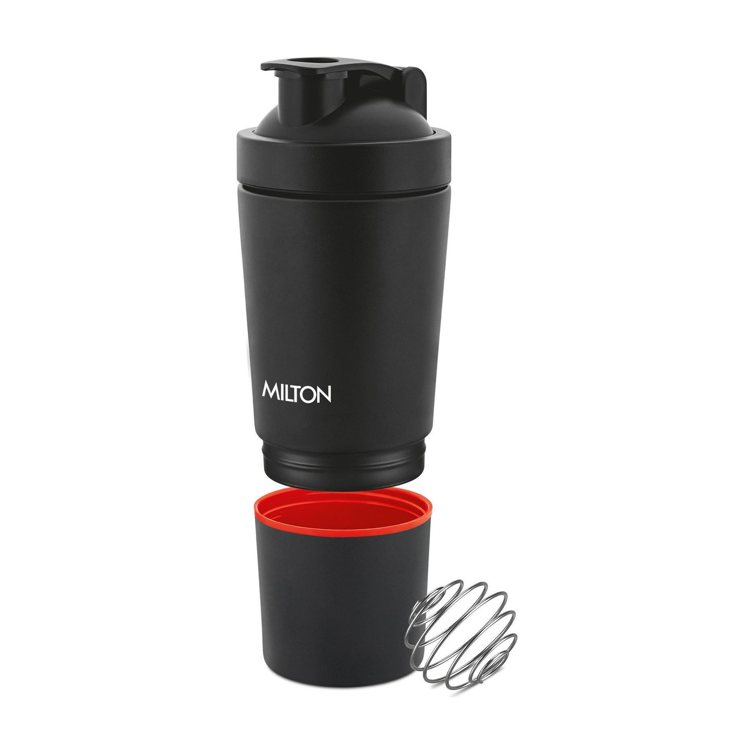 Image of MILTON Pro Mix Ultra Shaker 591+200 ml Protein Shaker, Storage & Blender Ball for Gym 791 ml Stainless Steel Shaker (Pack of 1, Black)