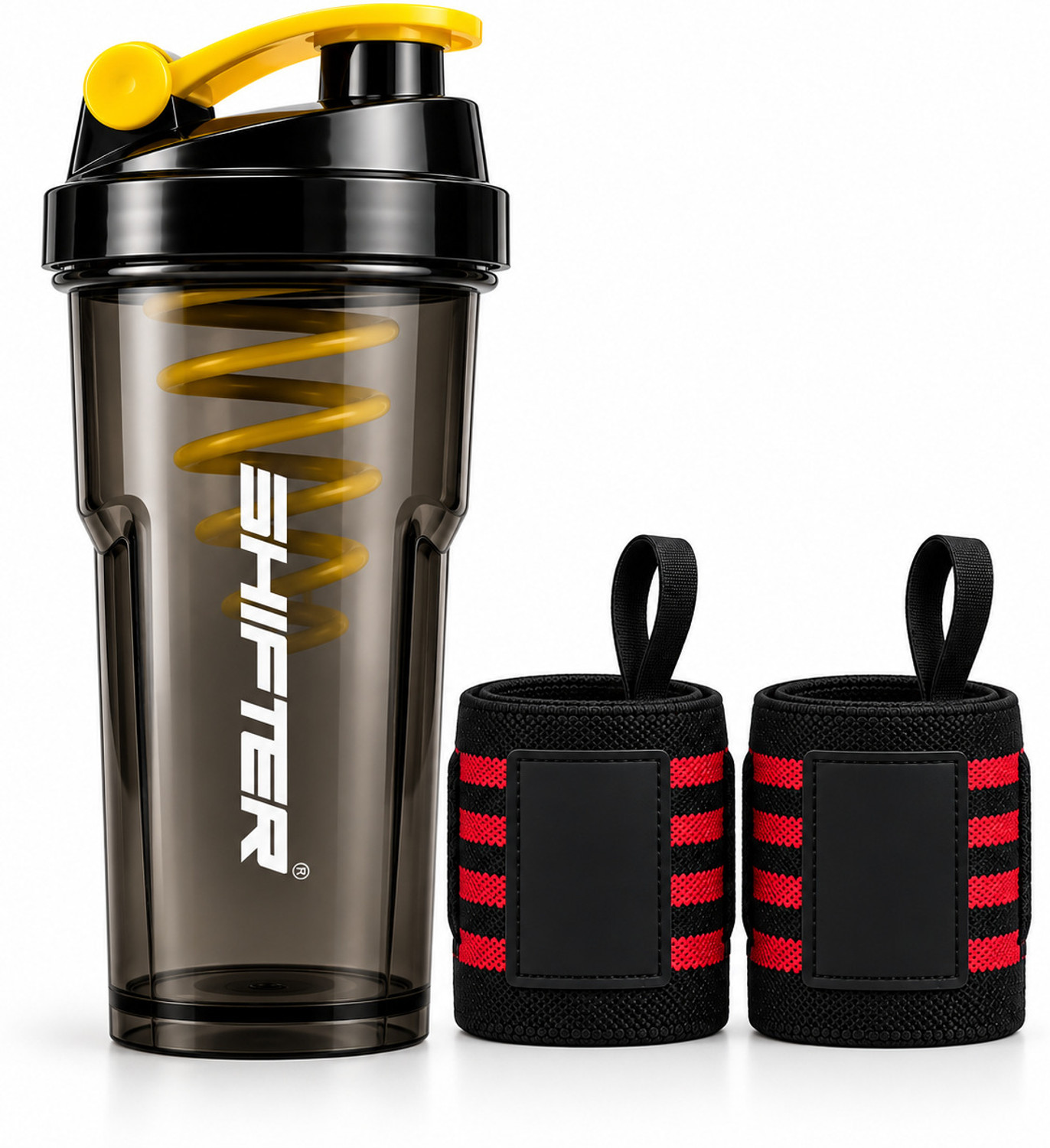 Image of MUSCLEBLAZE Protein Shaker Bottle, BPA-Free Sipper Bottle, Yellow & Black 750 ml Plastic Shaker (Pack of 1, Yellow)