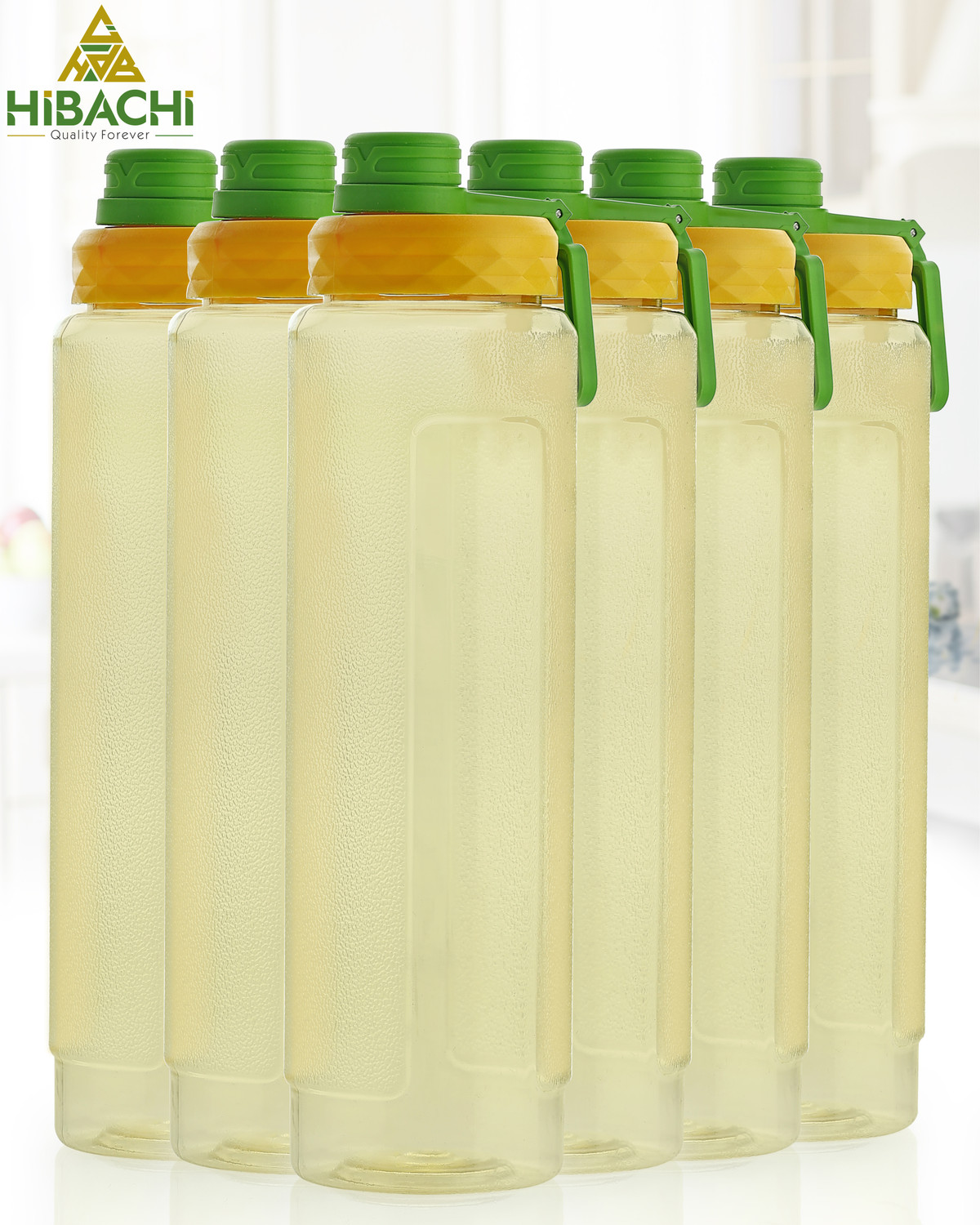 Image of 2Seven water bottle with glass for fridge 6pc 1000 ml Plastic Bottle With Drinking Glass (Pack of 6, Multicolor)