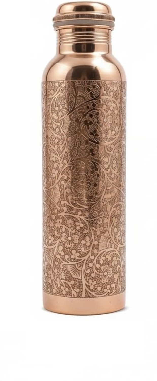 Image of THE ROYAL TEAK Antique plain copper bottle 950 ml Copper Bottle (Pack of 1, Copper)