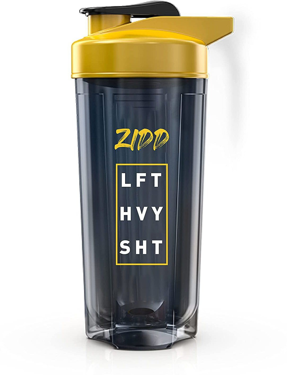 Image of MUSCLEBLAZE Protein Shaker Bottle, BPA-Free Sipper Bottle, Yellow & Black 750 ml Plastic Shaker (Pack of 1, Yellow)