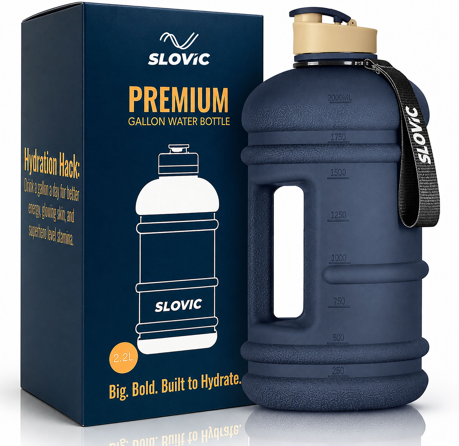 Image of SLOVIC Water Bottle | Gym Water Bottle for Adults | Gallon Water bottle 2200 ml PET Bottle (Pack of 1, Green)