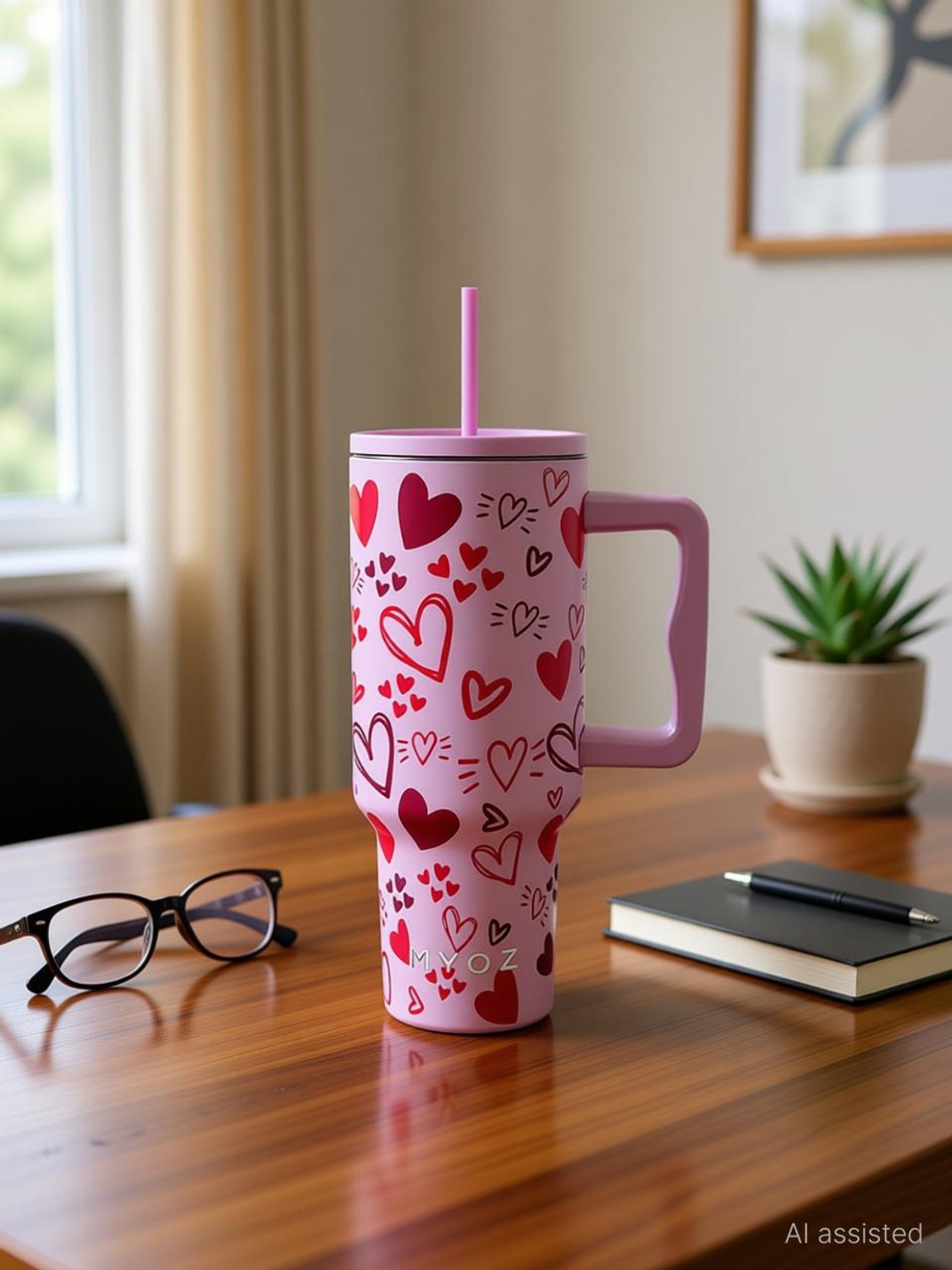 Image of MYOZ Stainless Steel Vacuum Double Insulated Tumbler with Lid, Handle & Straw 1200 ml Stainless Steel Bottle (Pack of 1, Pink)