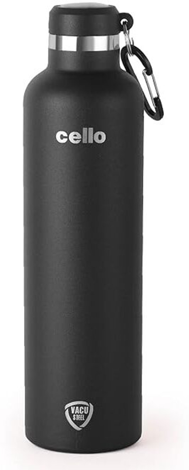 Image of Cello Duro Hector Flask, Vacusteel Water Bottle 1100 Ml 1100 ml Steel Flask (Pack of 1, Black)