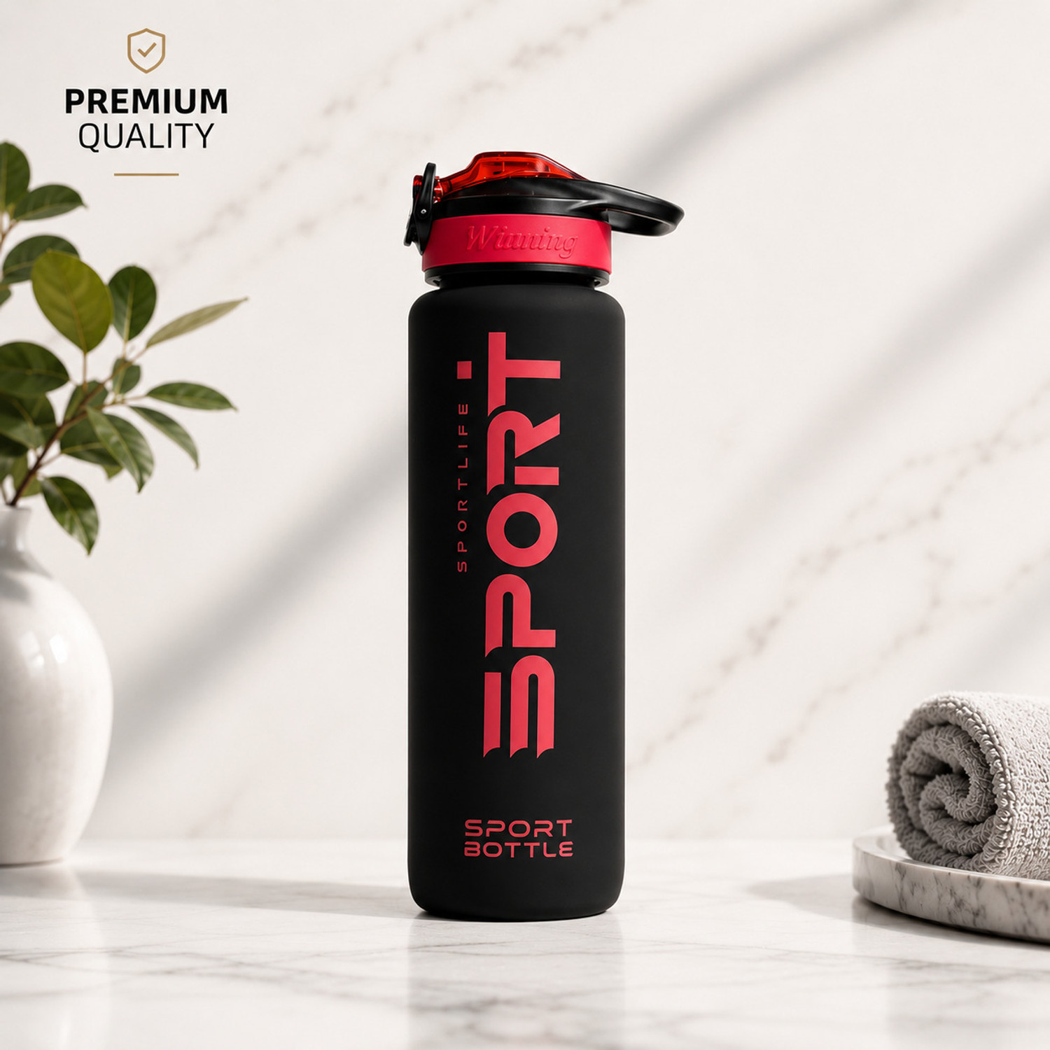 shivaemart 1000 ml RedBlack Sports Sipper Bottle - Image 1