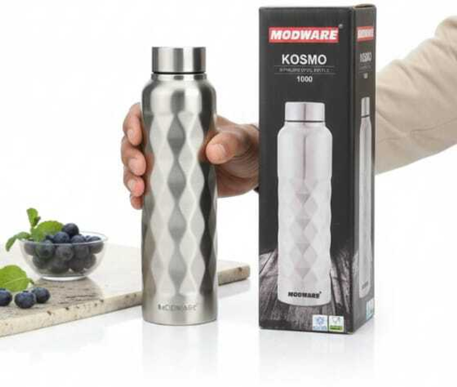 Image of MODWARE Vacuum Insulated Stainless Steel Water Bottle Thermos Flask For Office, Travel- 500 ml Steel Bottle (Pack of 1, Silver)