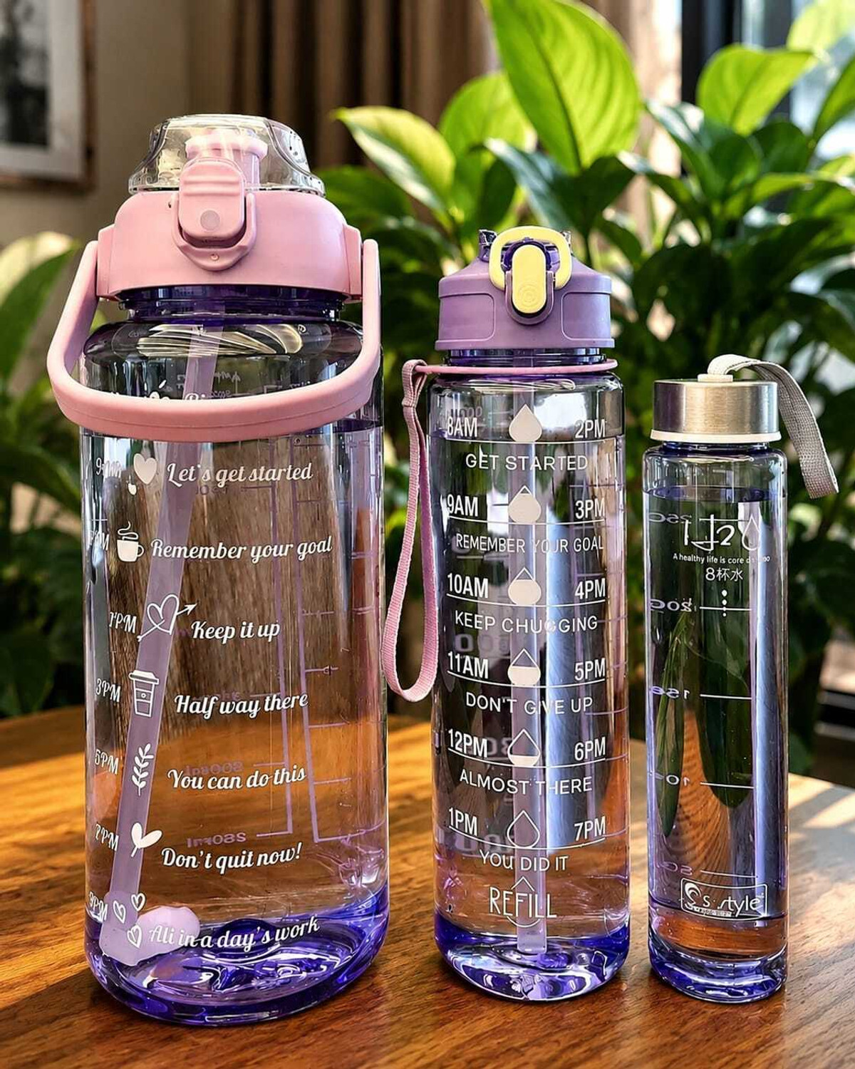 VVP 3 Pcs Transparent Water Bottle 2000, 800, 300ML - Image 1