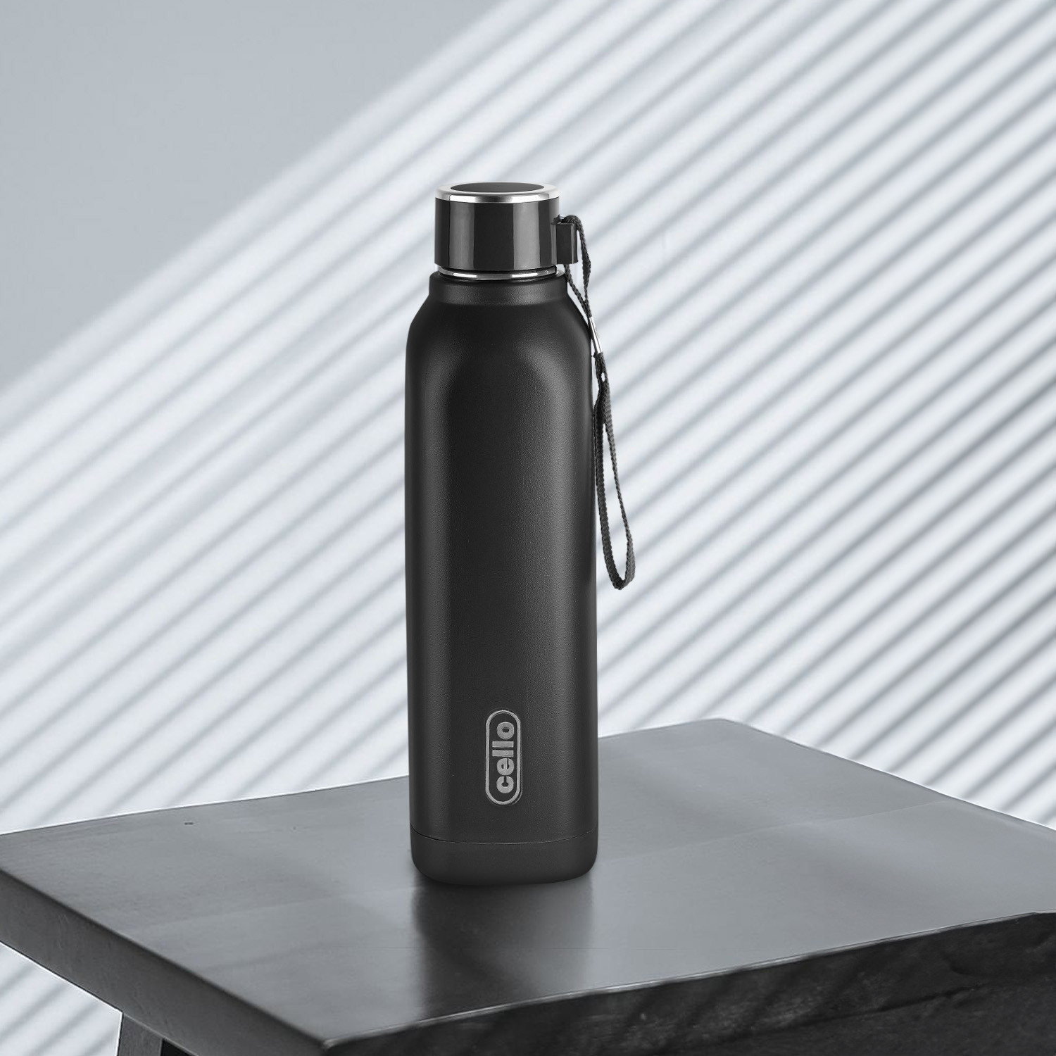 Image of Cello Duro Hector Flask, Vacusteel Water Bottle 1100 Ml 1100 ml Steel Flask (Pack of 1, Black)