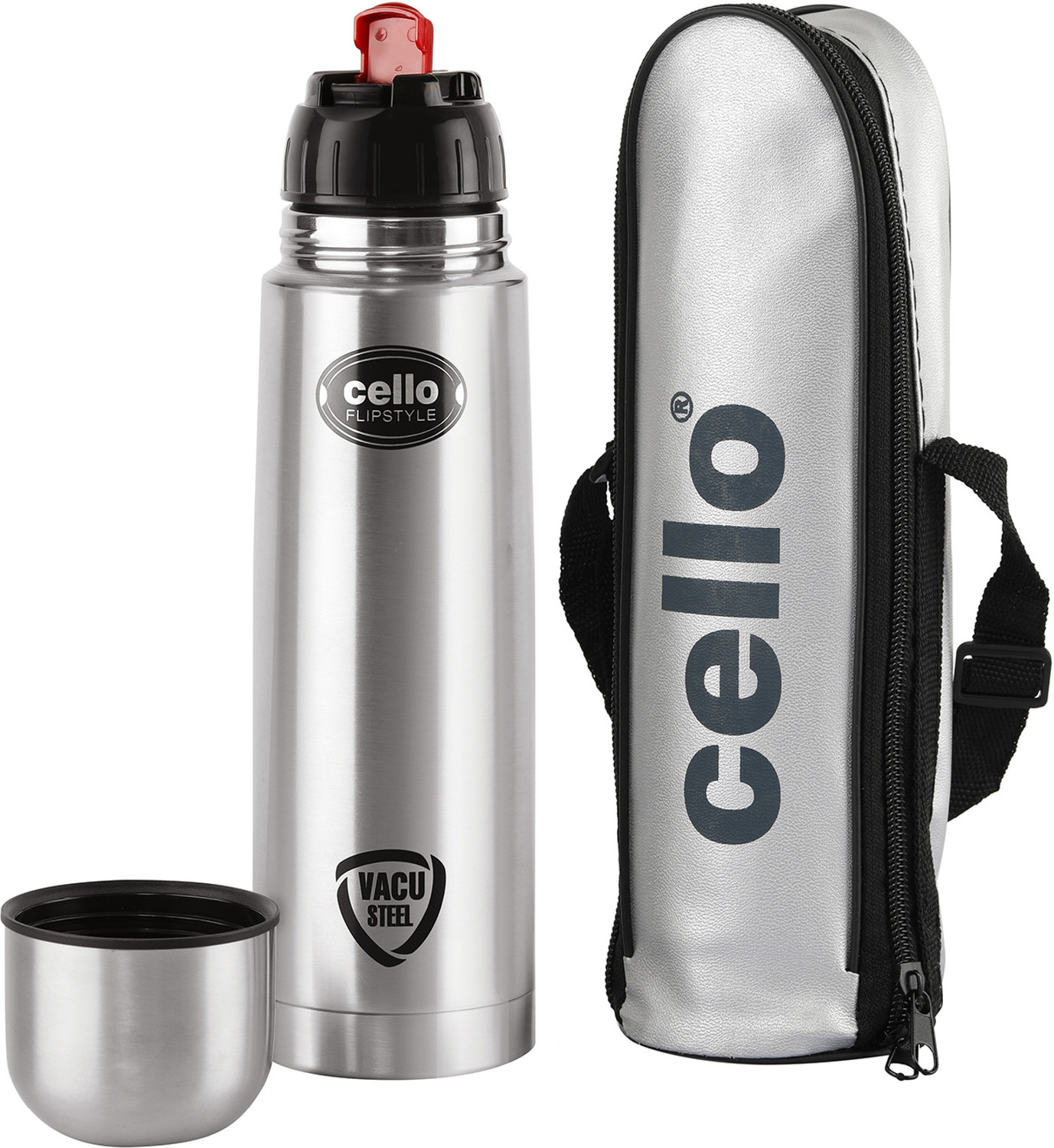 Image of Cello Silver Bottle Swift 1500 ml Stainless Steel Flask (Pack of 1, Steel /Chrome)
