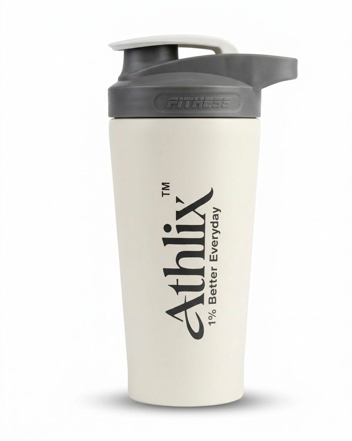 Image of MozFit Black Protein Shaker Bottle with Detachable Storage for Powder Leak-Proof Design 750 ml Stainless Steel Shaker (Pack of 1, Black)
