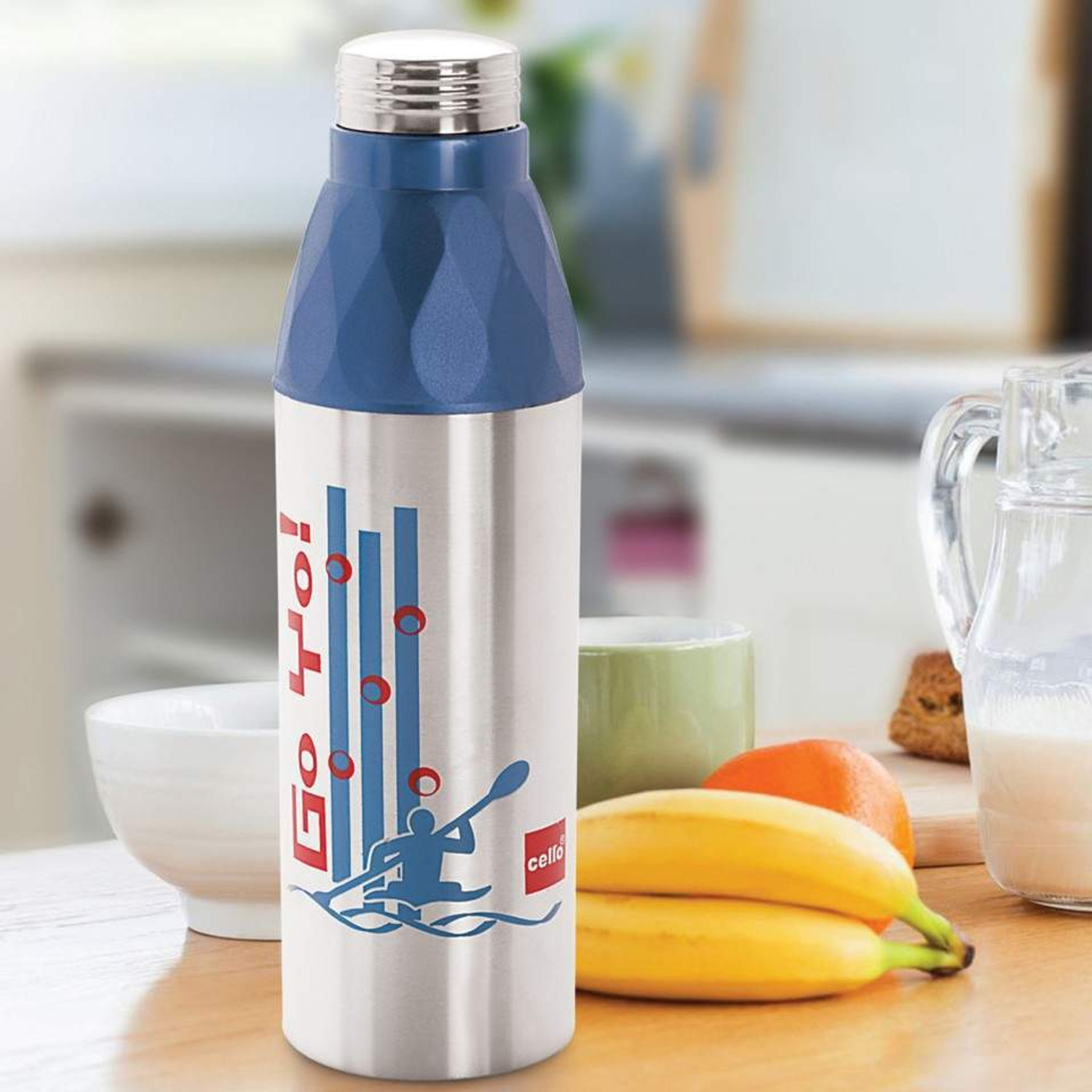 Image of Cello Venice Bottle, Set of 3 1000 ml Plastic Bottle (Pack of 3, Blue)