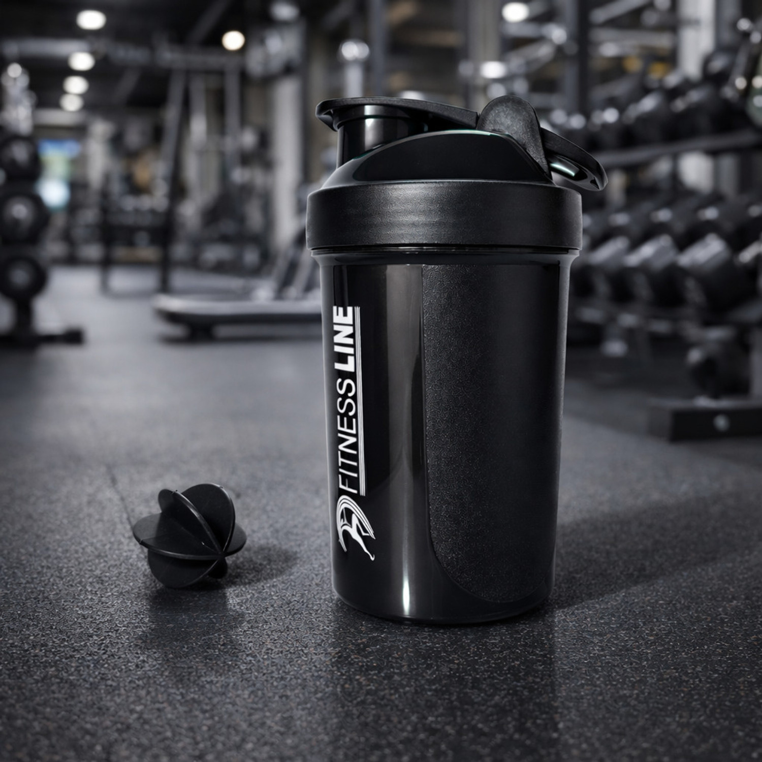Image of Manvi Zone Gym Protein Shaker Bottle with Blender Ball Leakproof Fitness Bottle 500 ml Plastic Shaker (Pack of 1, Black)