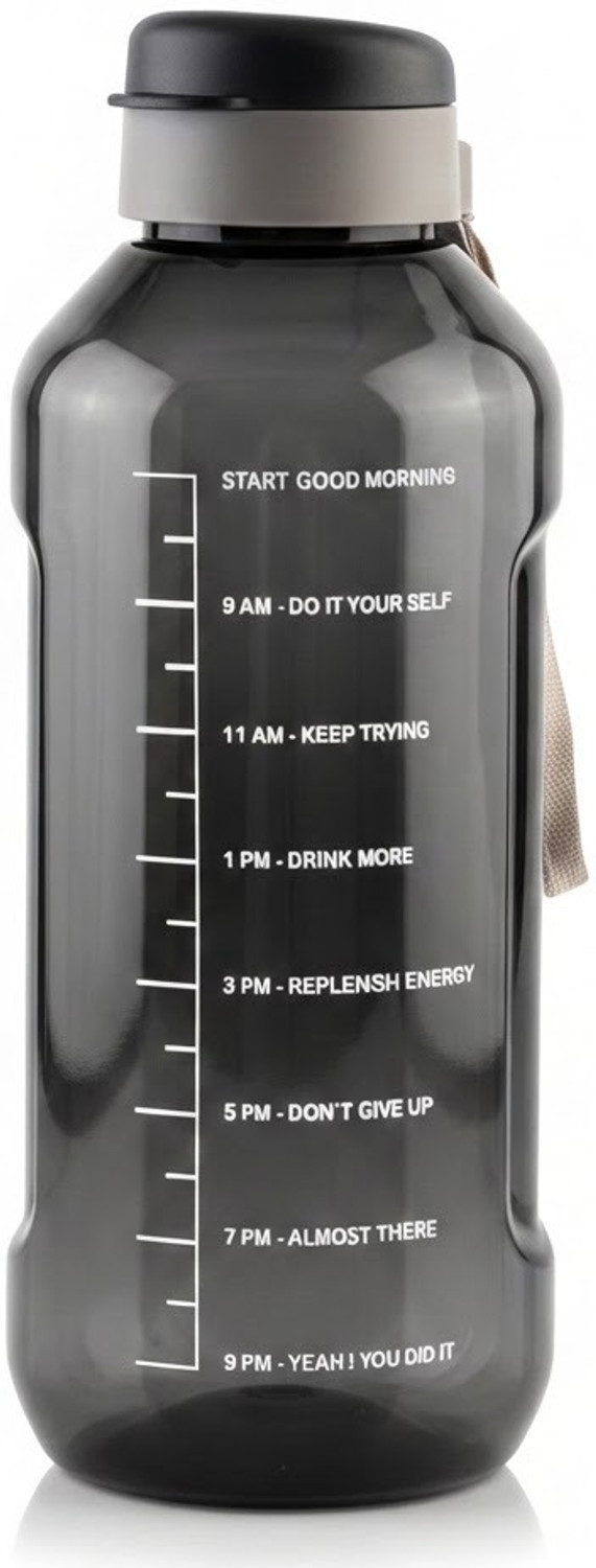 Image of Flipkart SmartBuy Motivational Travel Plastic Water Bottle 1500 ml Plastic Bottle (Pack of 1, Black)