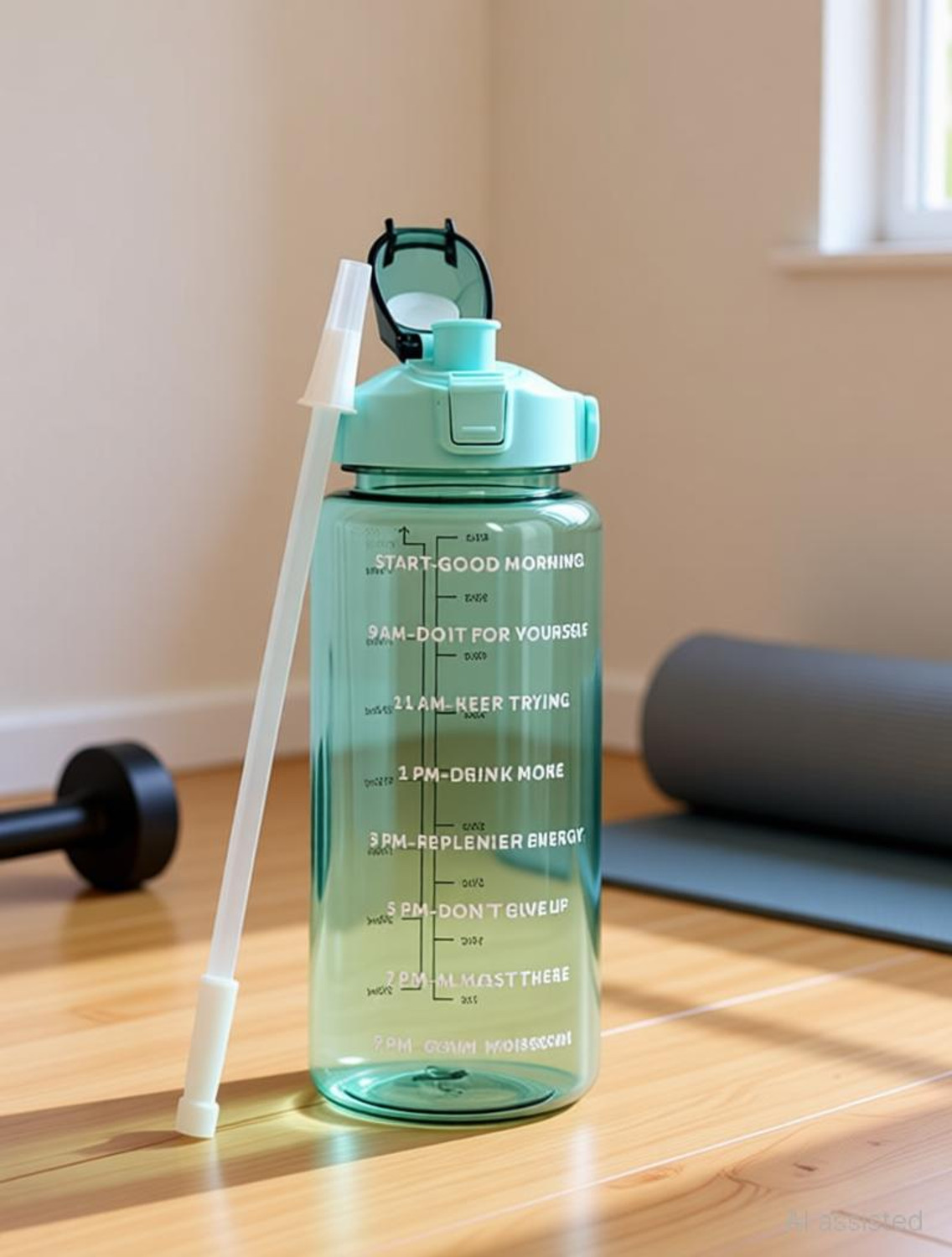 Image of PSA Transparent Motivational Water Bottles 2L 2000 ml Plastic Bottle (Pack of 1, Green)