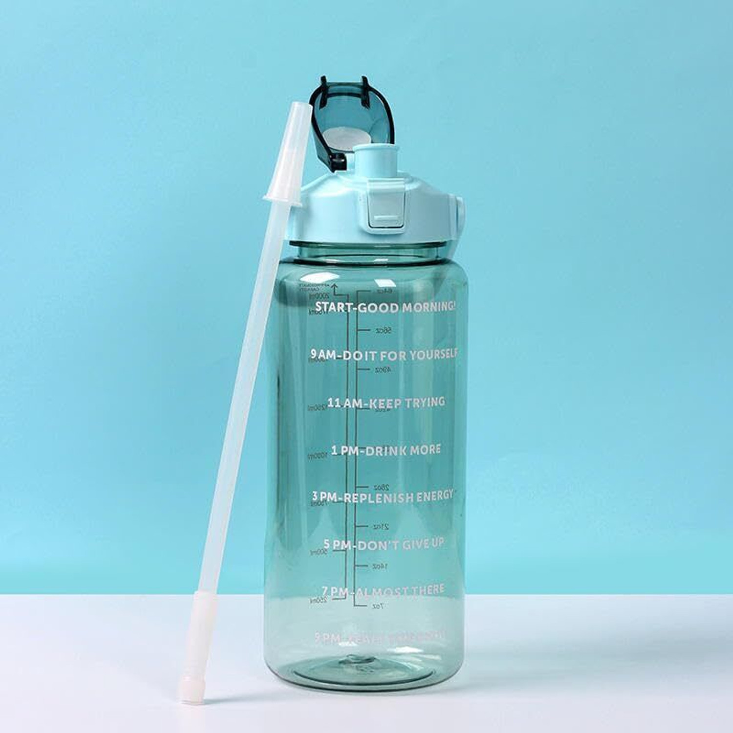 Image of PSA Transparent Motivational Water Bottles 2L 2000 ml Plastic Bottle (Pack of 1, Green)