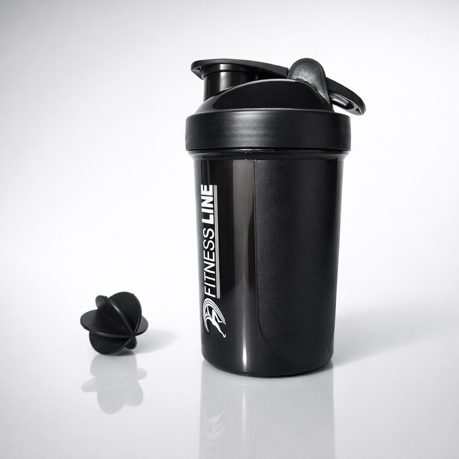 Image of Manvi Zone Gym Protein Shaker Bottle with Blender Ball Leakproof Fitness Bottle 500 ml Plastic Shaker (Pack of 1, Black)
