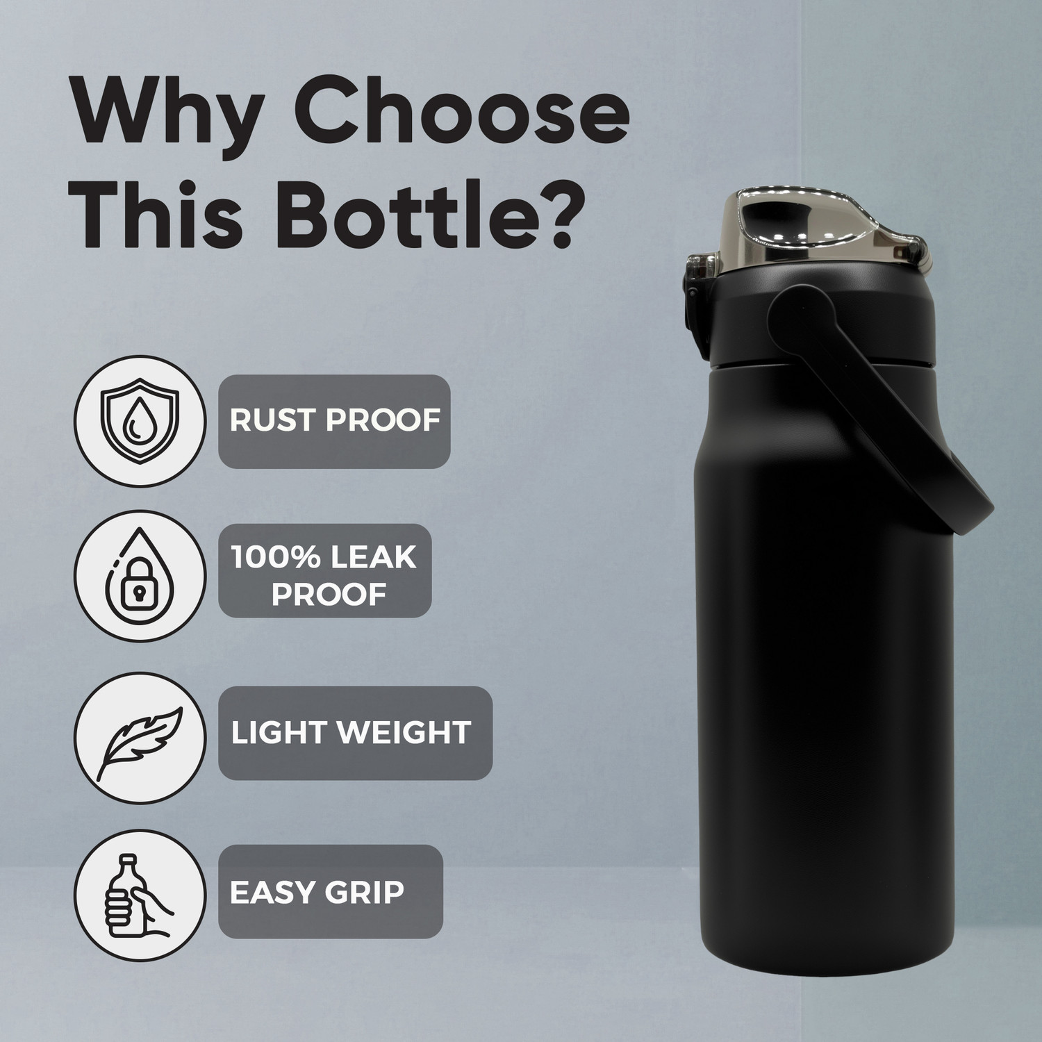 Image of Dozy 1500ML Insulated Active Flask 1500 ml Stainless Steel Flask (Pack of 1, Black)