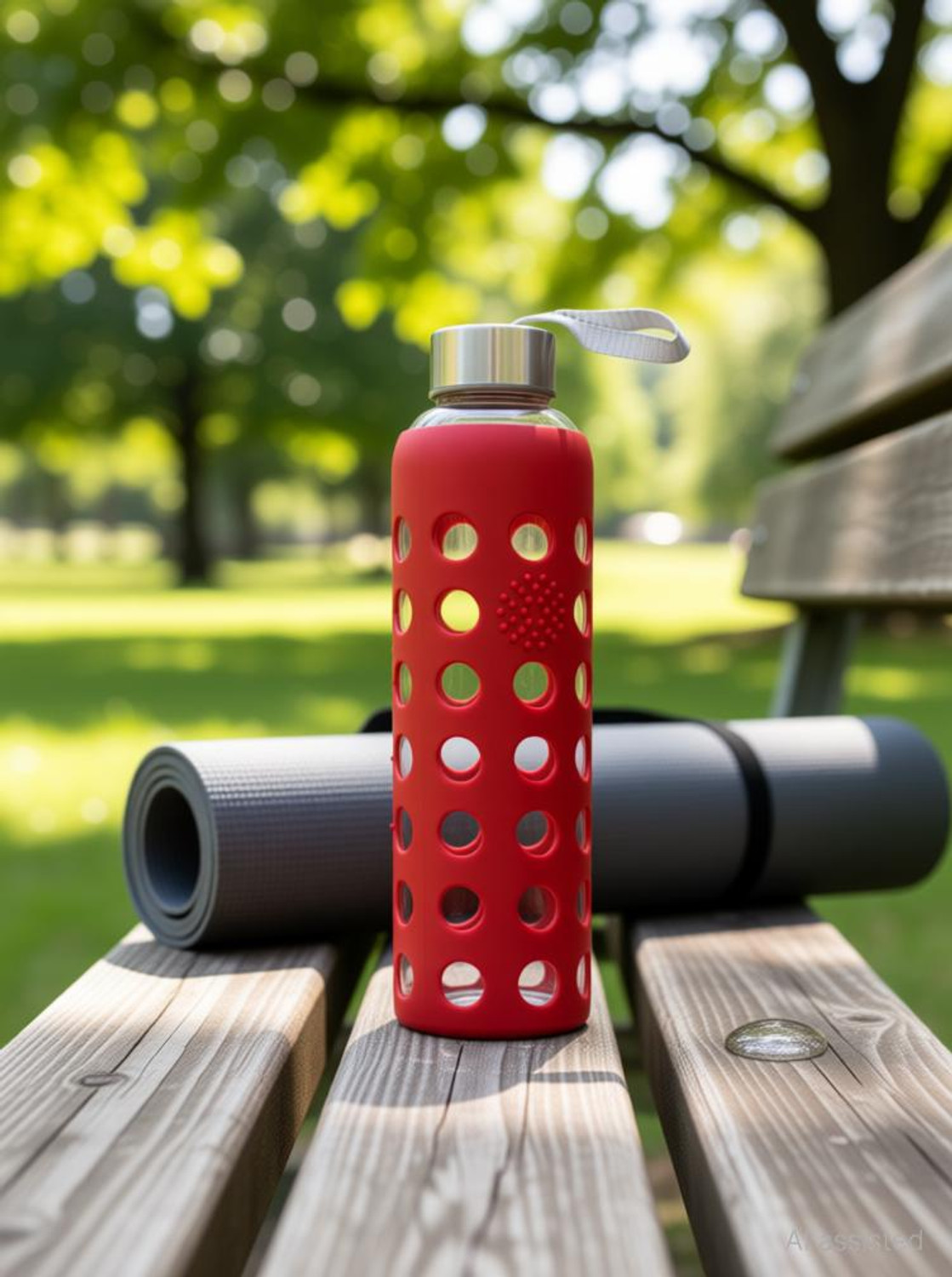 Image of drb Glass Water Bottle 1 Ltr with Protective Silicone cover 1000 ml (Black)