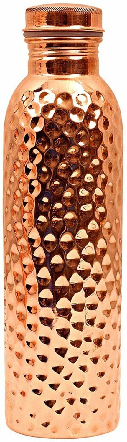 Image of GOLDEN VALLEY Hammered Copper Water Bottle with leakproof lid seamless 1 litre 1000 ml Copper Bottle (Pack of 1, Copper)