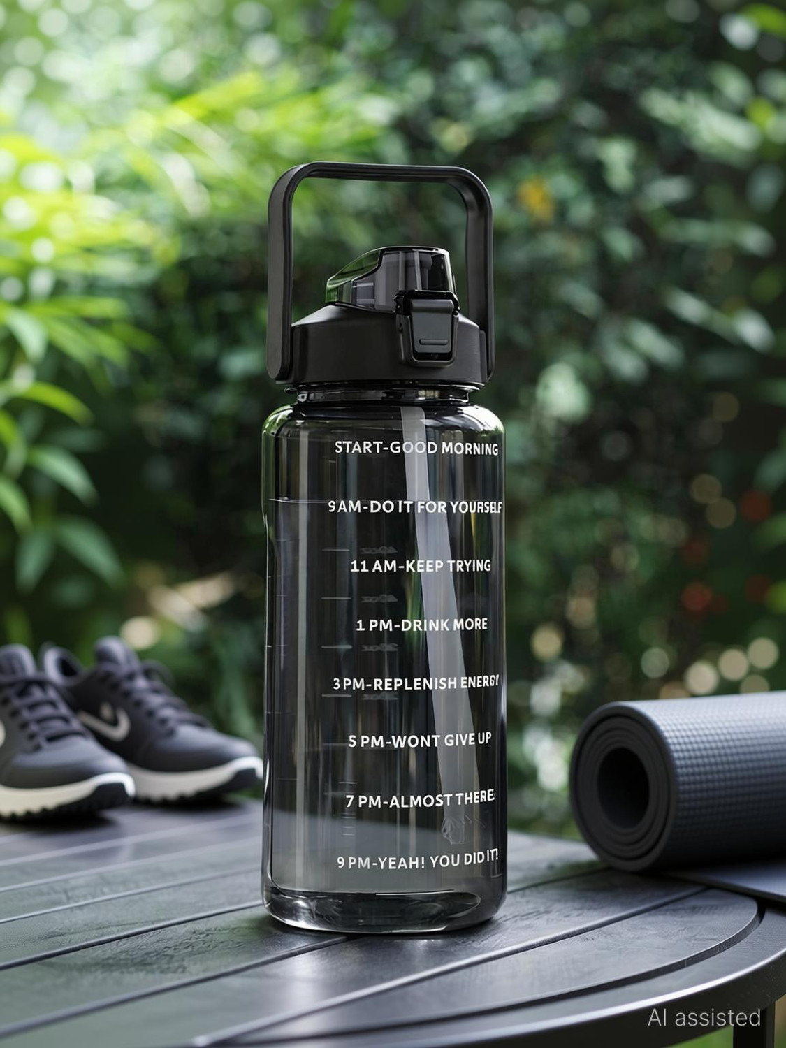 Image of Manvi Zone Gym Protein Shaker Bottle with Blender Ball Leakproof Fitness Bottle 500 ml Plastic Shaker (Pack of 1, Black)