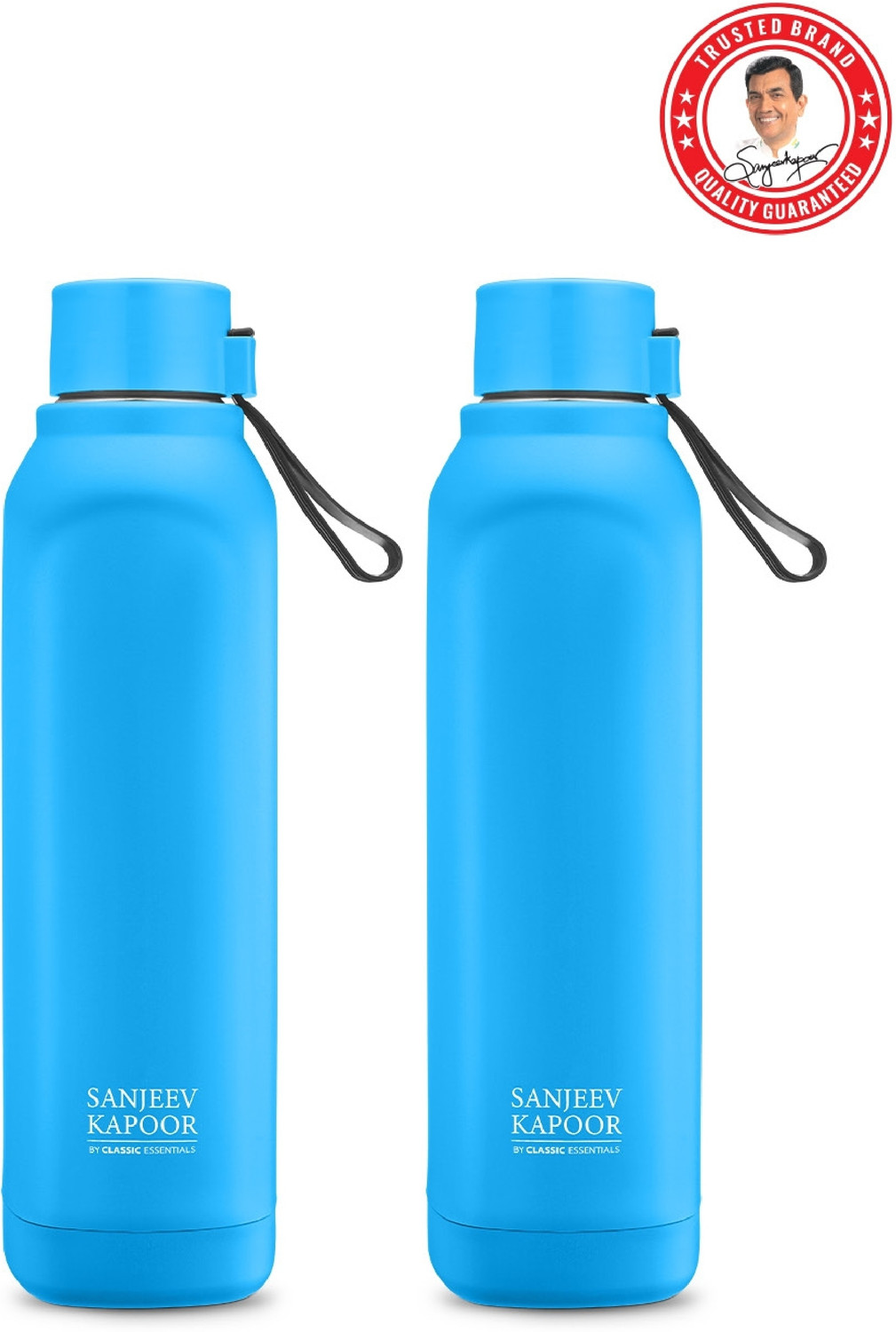 Image of Sanjeev Kapoor By Classic Essentials Stainless Steel Hot & Cold Vacuum Insulated with Handle 1000 ml Steel Flask (Pack of 1, Green)