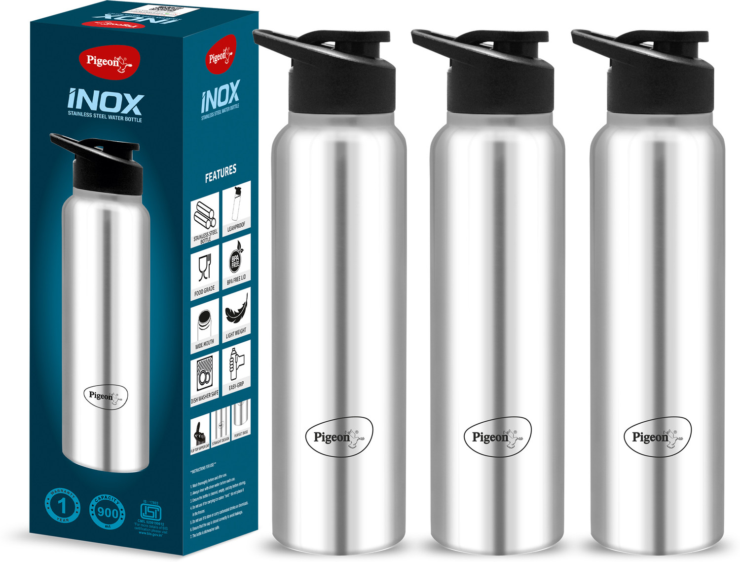 Pigeon Inox 900 ml Stainless Steel Bottle