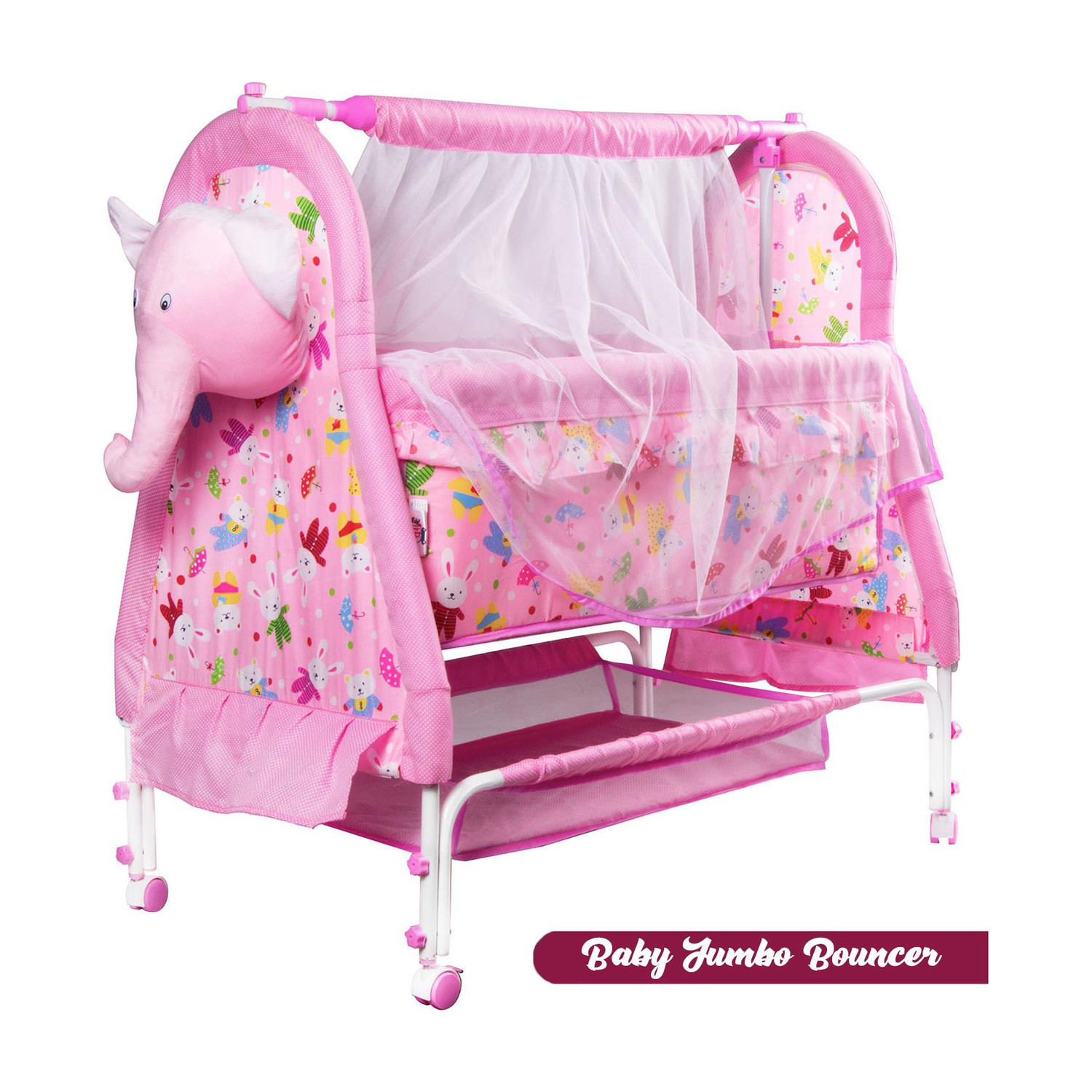 Image of Toytoria Cotton Baby Swing 1 to 6 Year Folding & Washable With Safety Belt baby chair Swings (Pink)