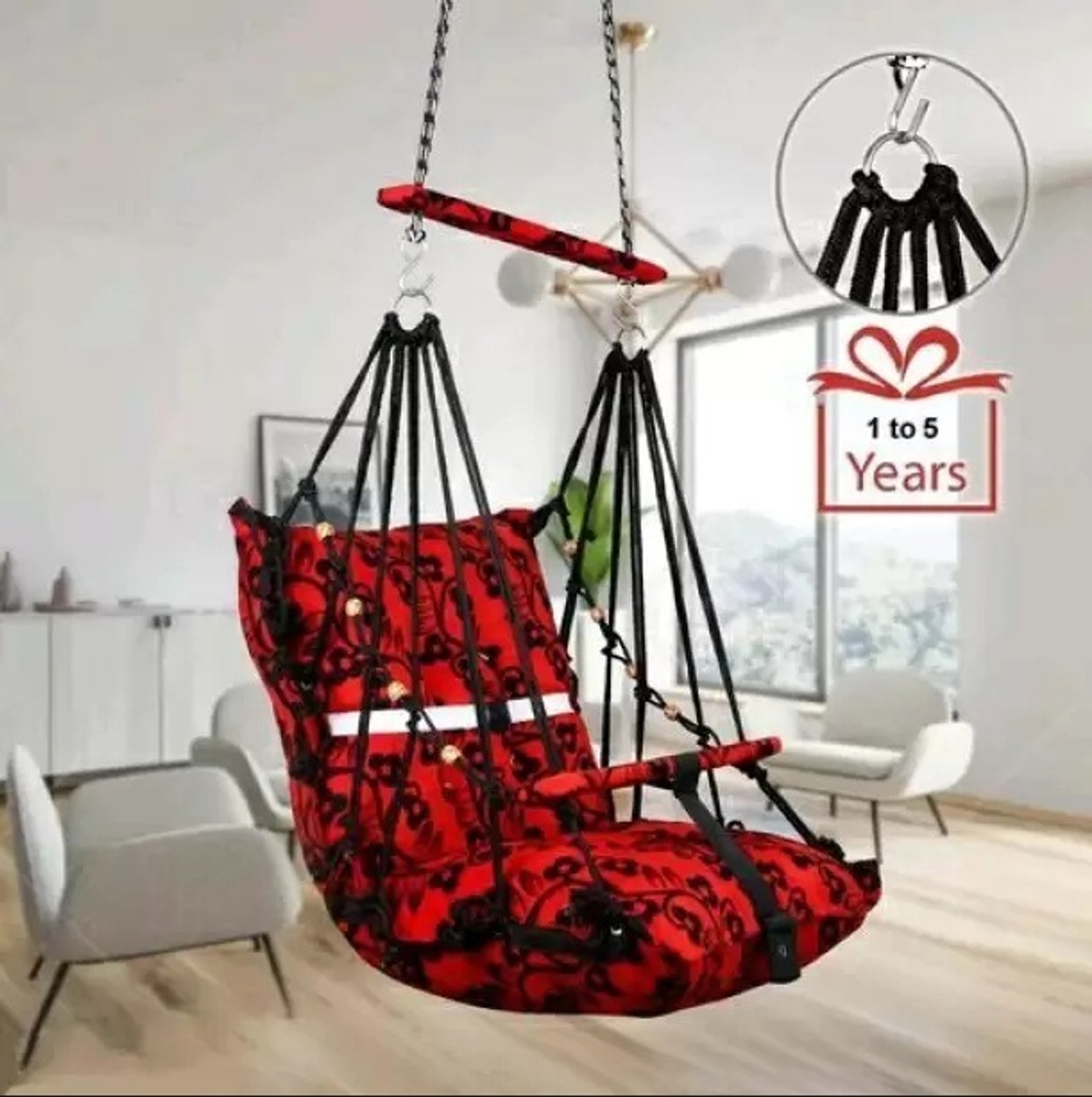 Image of GROWMETAL BABY-SWING-RED-STEEL-SMALL Iron Small Swing (Red, DIY(Do-It-Yourself))