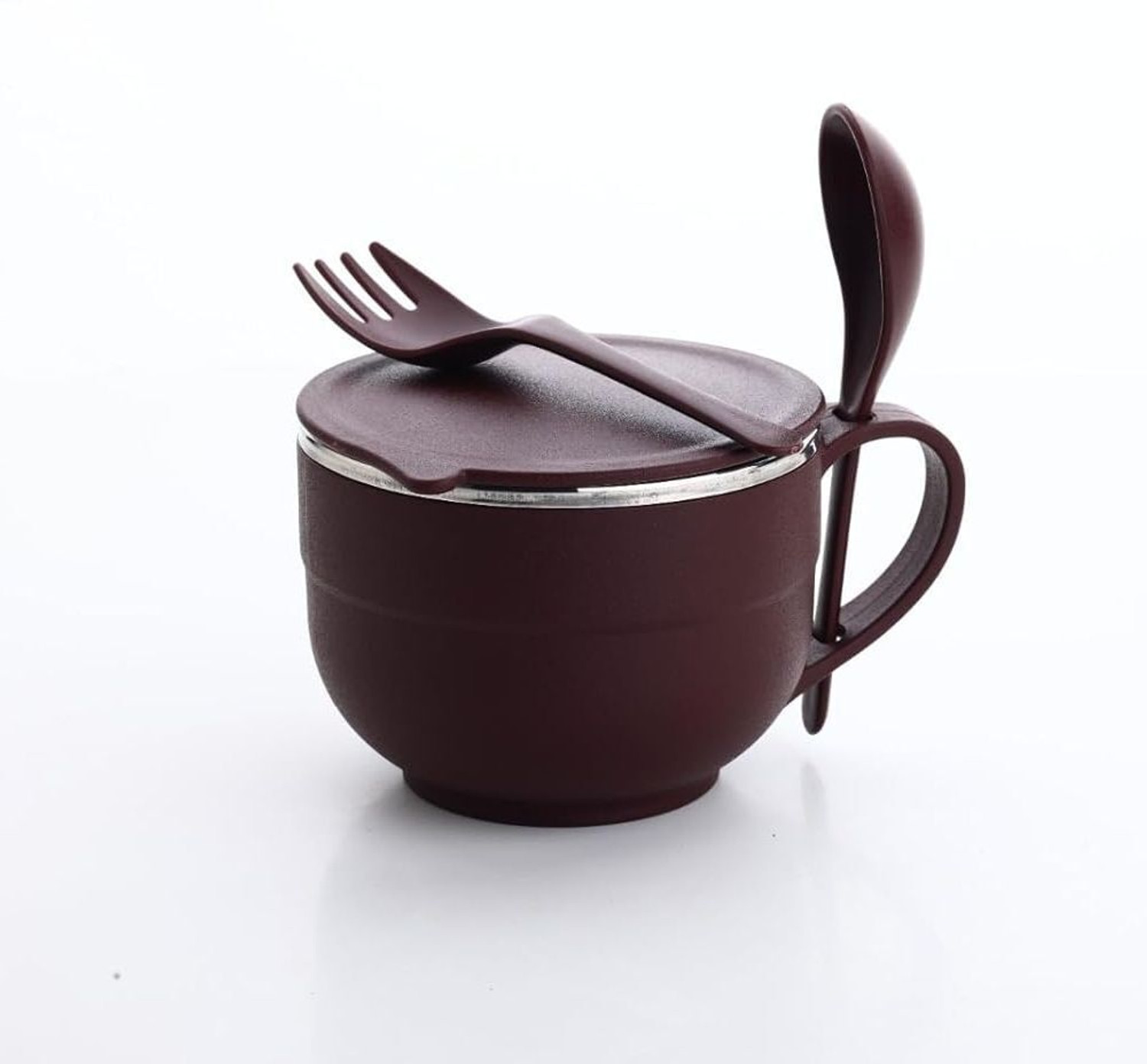 Image of Jaypee Plus Stainless Steel Soup Bowl SIP & SAVOUR Soup Bowl with Sipper for Gifting Traveling Picnic and Office (Pack of 2, Pink)