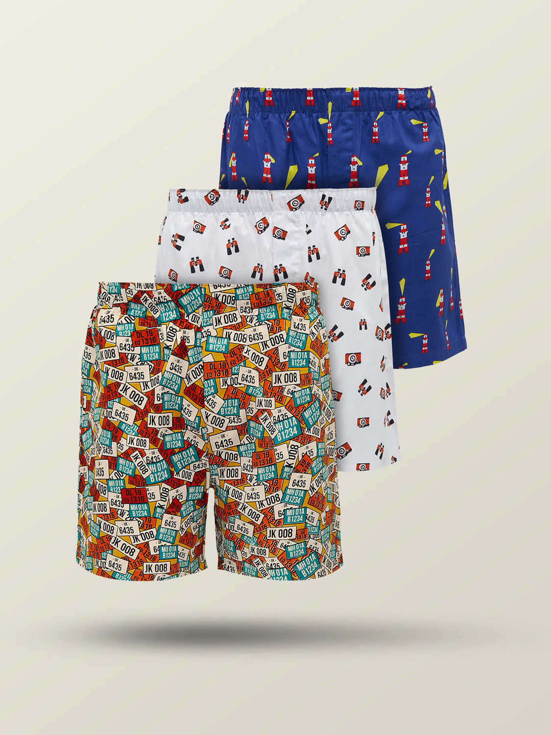 Image of XYXX Pack of 3 Remix IntelliEaze Super Combed Cotton Printed Printed Men Boxer