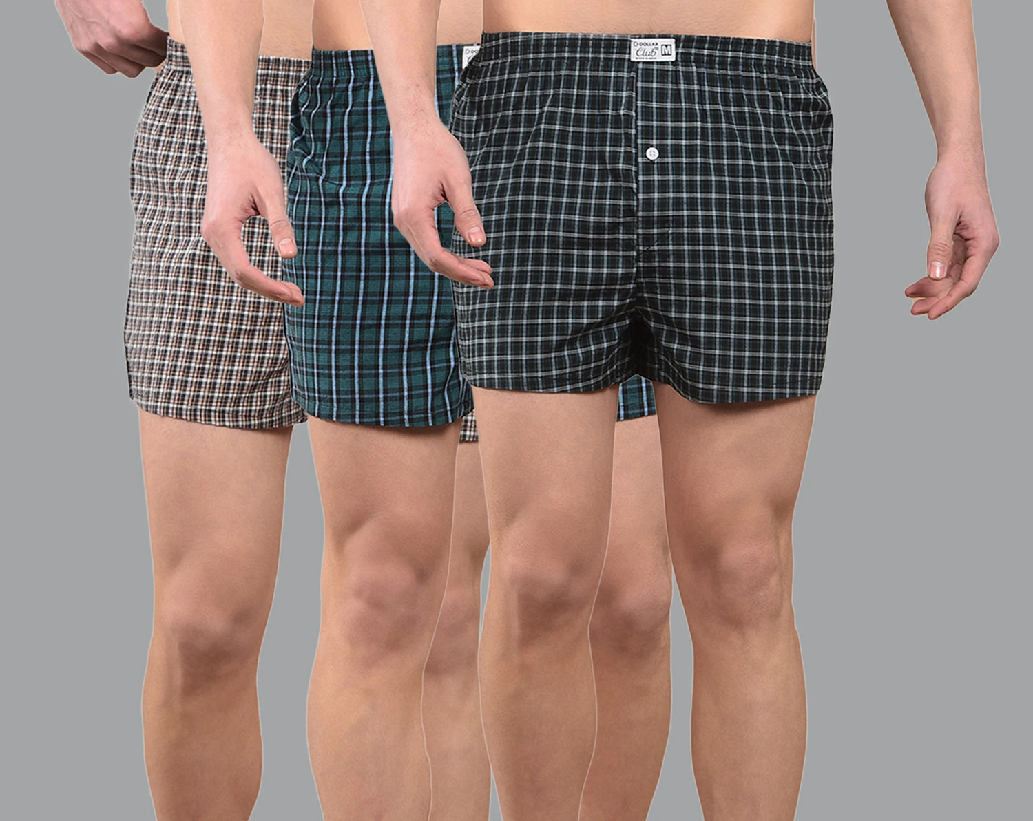 Image of Dollar Pack of 3 Checkered Men Boxer