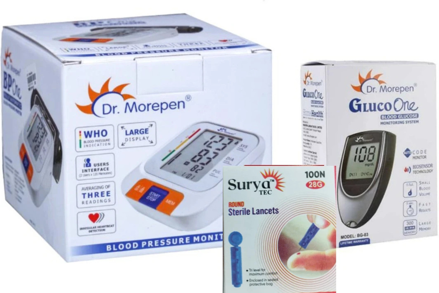 Image of NISCOMED Digital Blood pressure monitor with talkative feature and color change display with Digital Thermometer Digital Blood Pressure Monitor Bp Monitor (White)