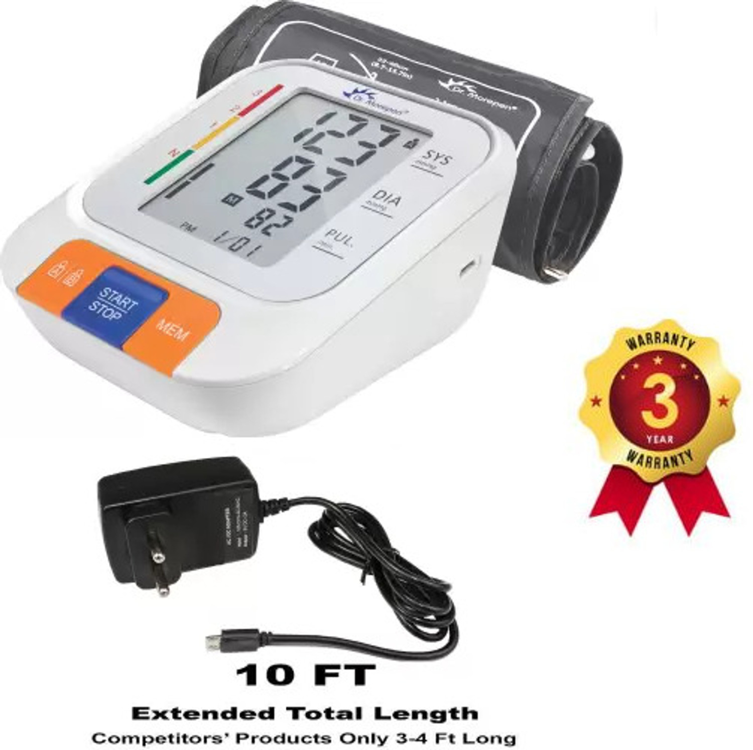Image of NISCOMED Digital Blood pressure monitor with talkative feature and color change display with Digital Thermometer Digital Blood Pressure Monitor Bp Monitor (White)