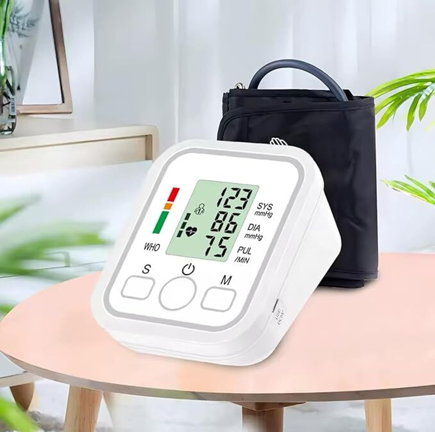 Image of NISCOMED Digital Blood pressure monitor with talkative feature and color change display with Digital Thermometer Digital Blood Pressure Monitor Bp Monitor (White)