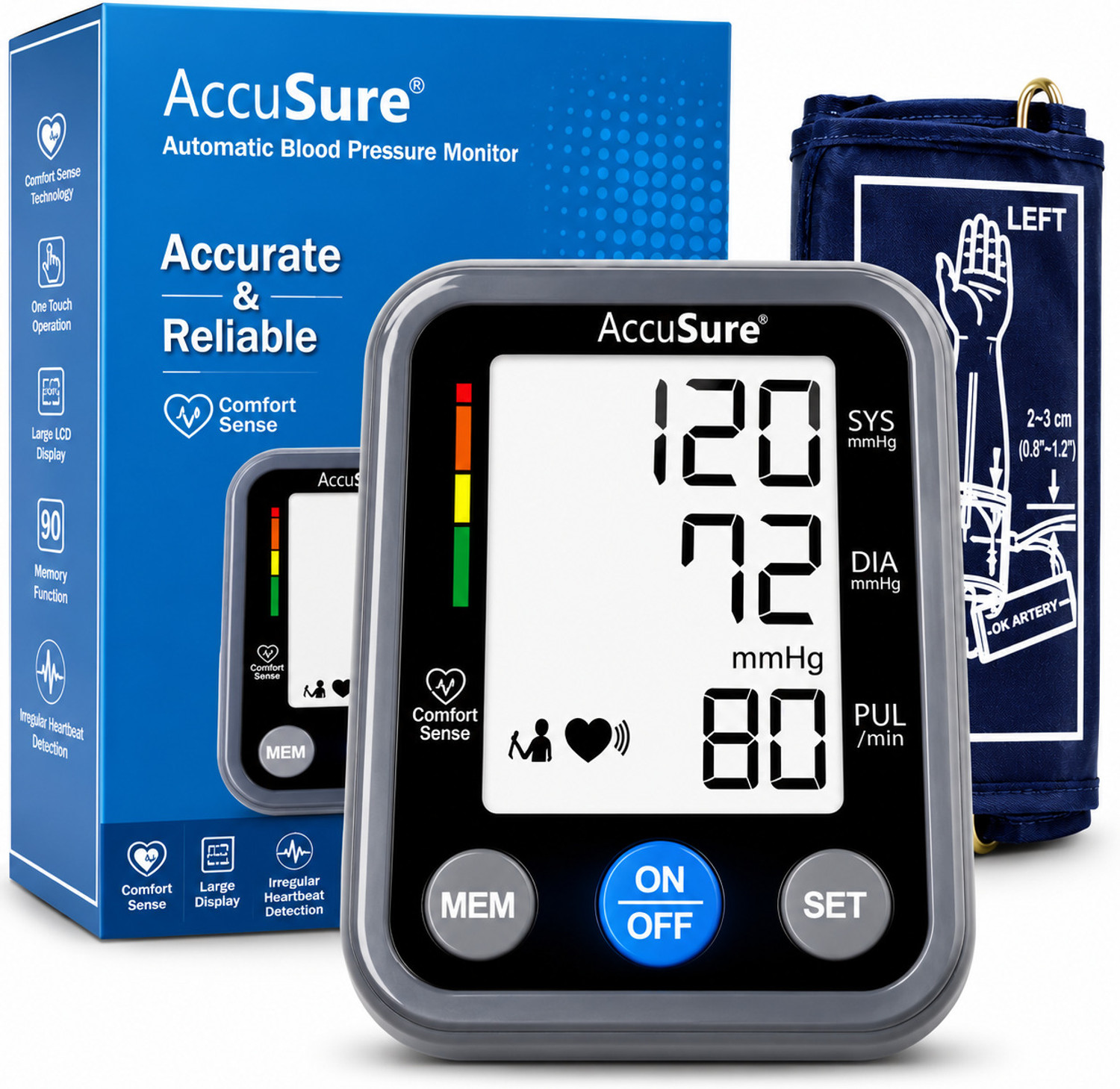 Image of NISCOMED Digital Blood pressure monitor with talkative feature and color change display with Digital Thermometer Digital Blood Pressure Monitor Bp Monitor (White)