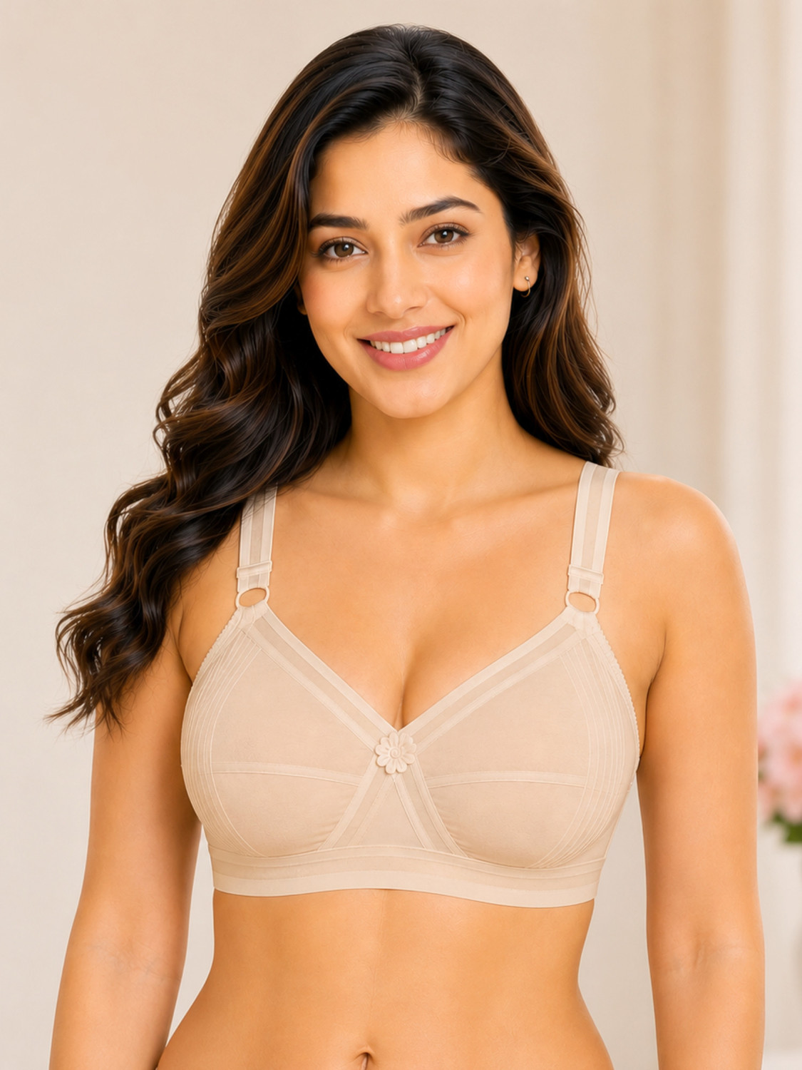 Image of Floret Women Full Coverage Non Padded Bra (White)