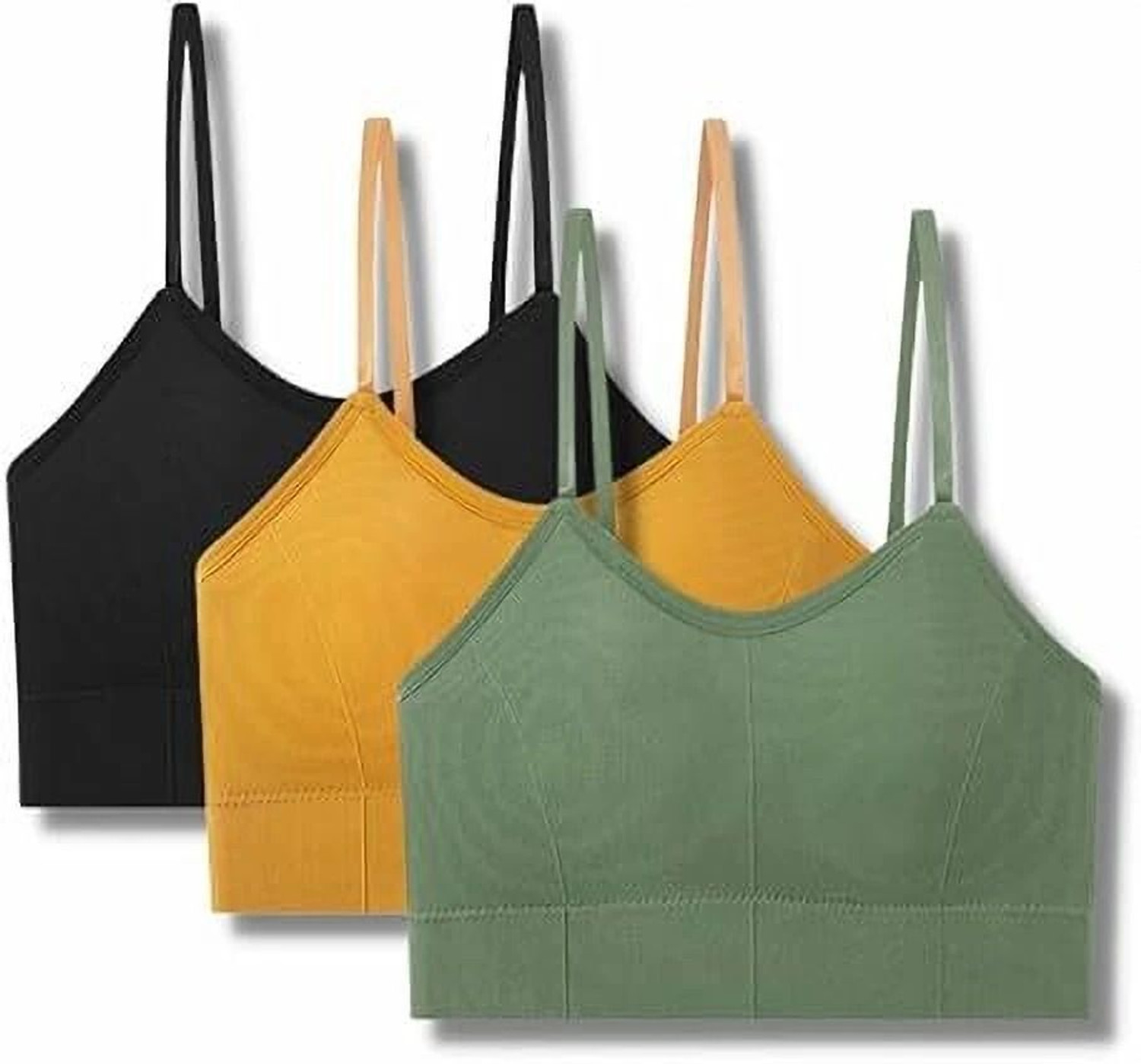 Image of texello Pack of 3 Girls Training /Beginners Non Padded Bra (Black, White, Grey)